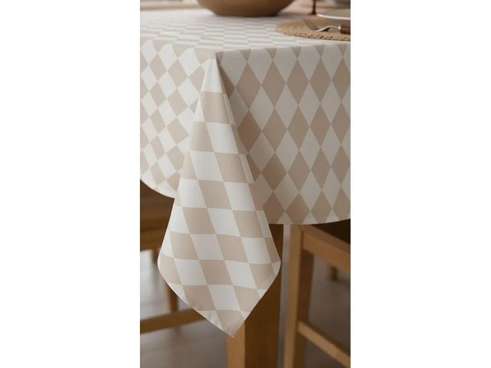 Nappe Acrobate, Lavable Made in Italy, 360x140 cm Gris Taupe, 100% Polyester Tissu Antifroissement, Forme Rectangulaire
