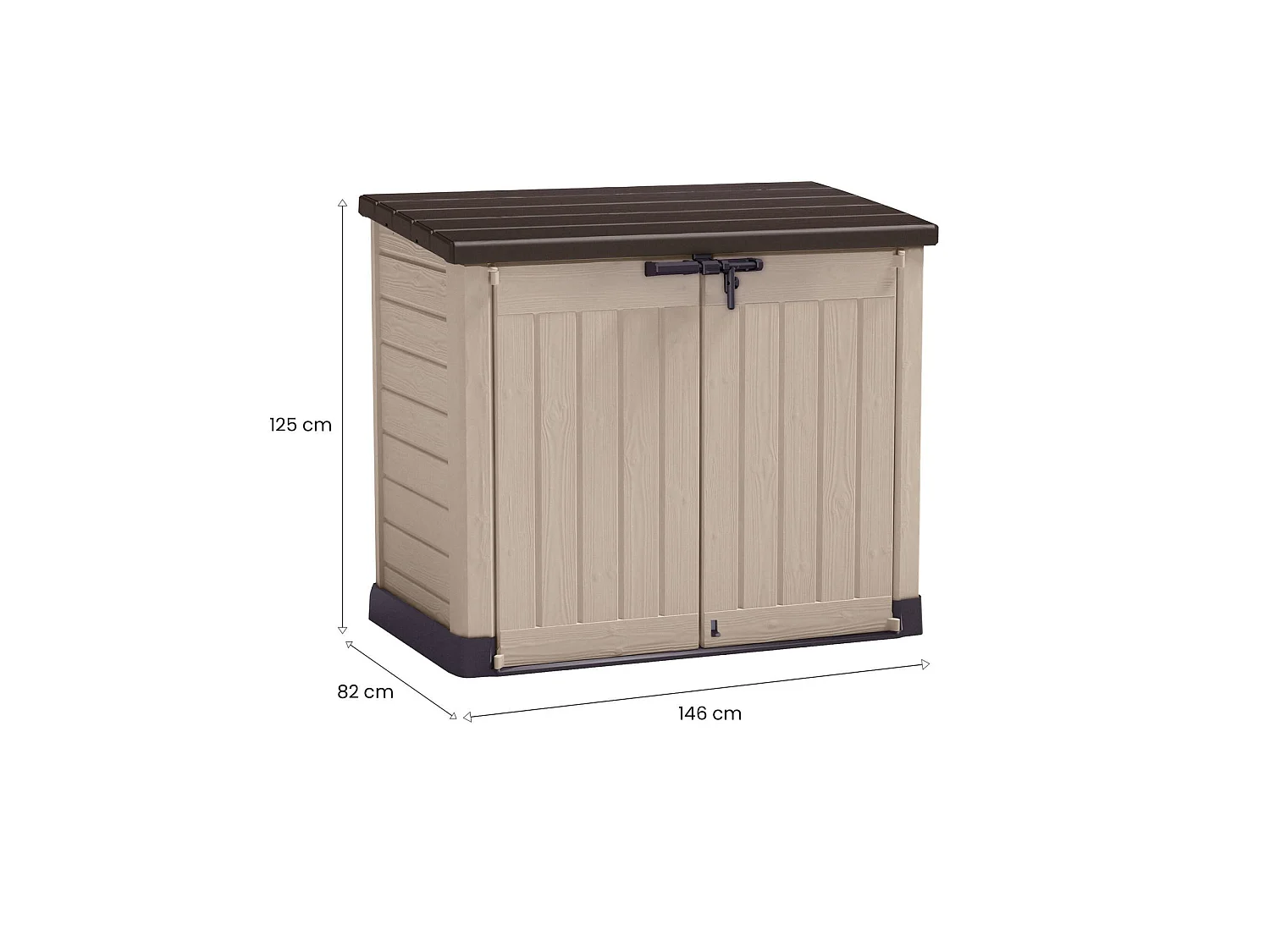 Hinton buitenkast, draaideur, 146x82x125h cm beige, tuinkast, 2 deuren, waterdichte gereedschapskast