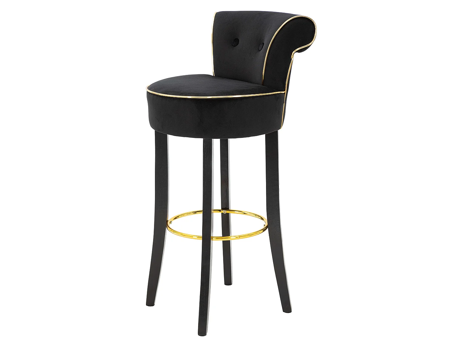 Sgabello Tupiza, Imbottito, 46x48x96h cm Nero, Rivestimento in Velluto, Materiale Struttura in Legno