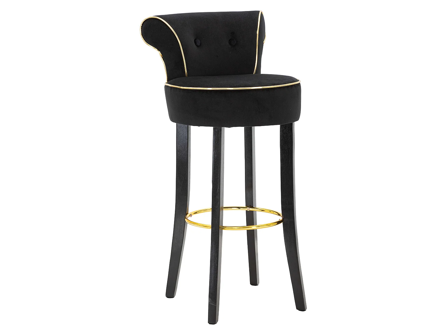 Sgabello Tupiza, Imbottito, 46x48x96h cm Nero, Rivestimento in Velluto, Materiale Struttura in Legno