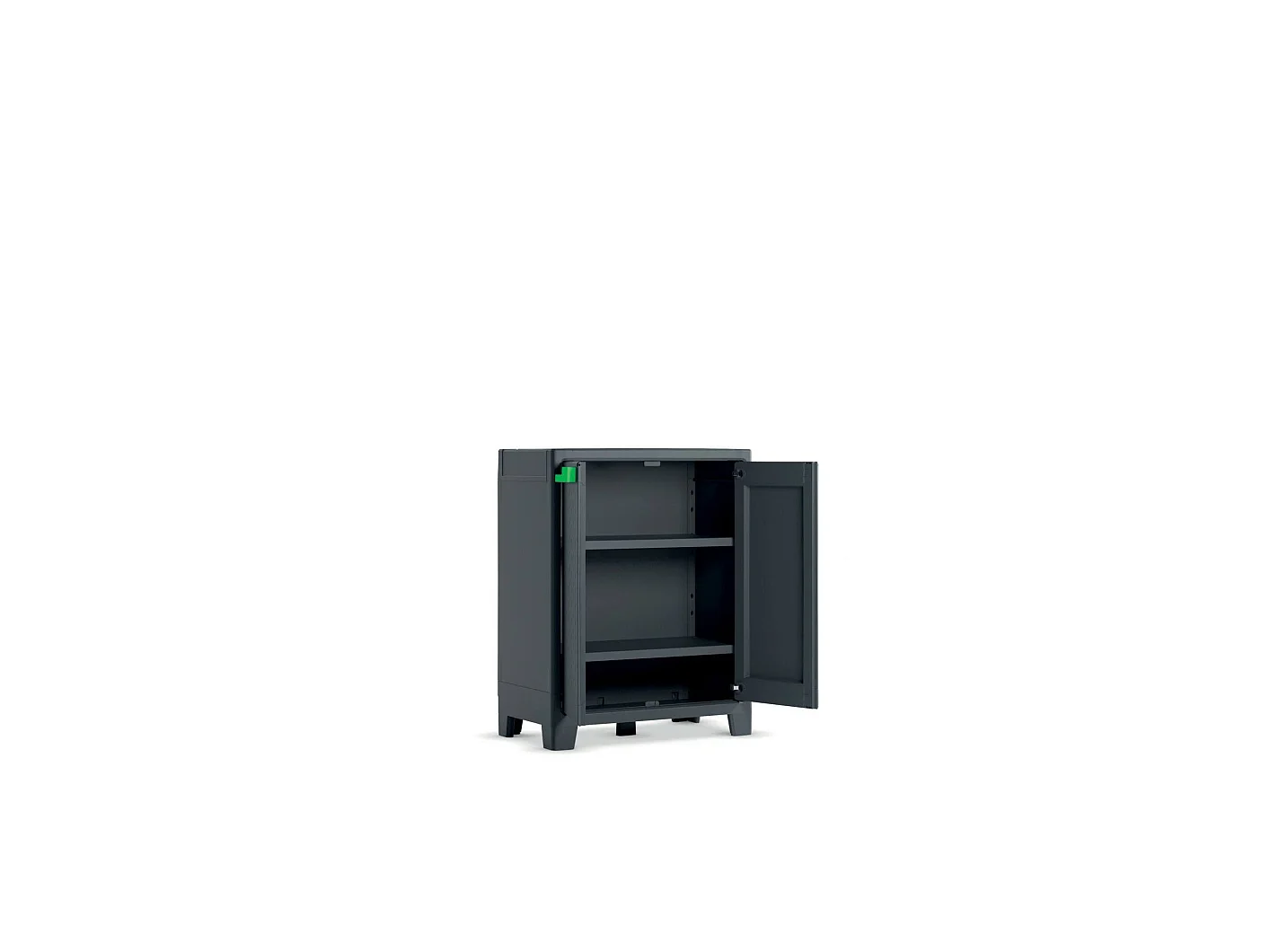 Markham buitenkast, 2 legplanken, gemaakt in Italië, 80x44x100h cm grijs, tuinkast, scharnierdeuren, 2 deuren