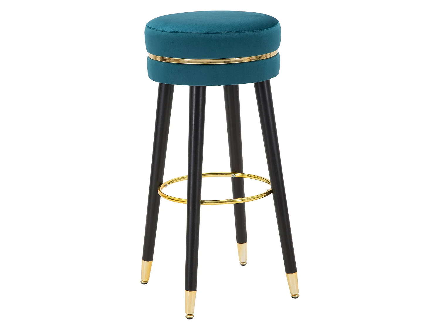 Sgabello Melnik, Velours, 35x35x74h cm, Bleu Pétrole, Rempli, Dégradé de Couleur Assise Pétrole