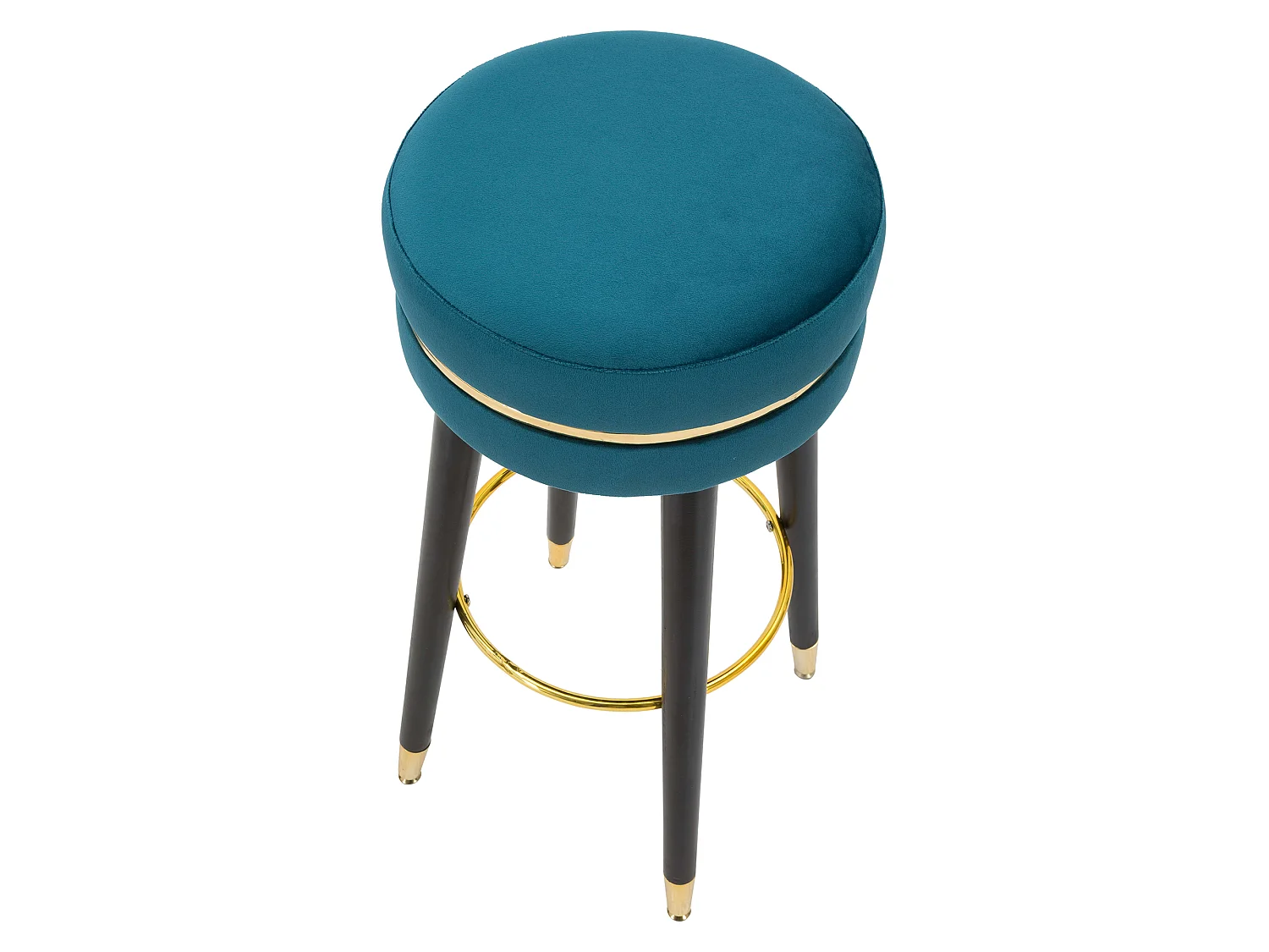 Sgabello Melnik, Velours, 35x35x74h cm, Bleu Pétrole, Rempli, Dégradé de Couleur Assise Pétrole