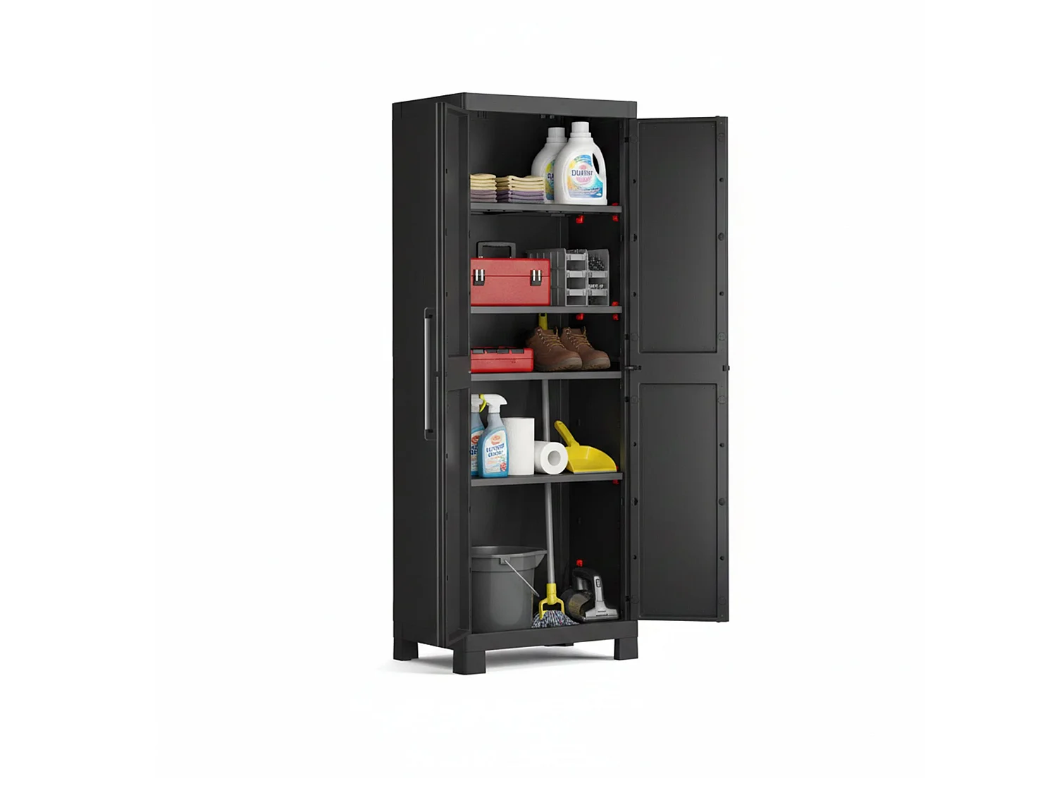 Außenschrank Terrebonne, 4 Regalböden Made in Italy, 45x65x182h cm Schwarz, Gartenschrank