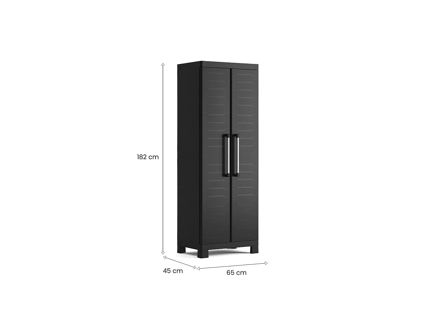 Außenschrank Terrebonne, 4 Regalböden Made in Italy, 45x65x182h cm Schwarz, Gartenschrank
