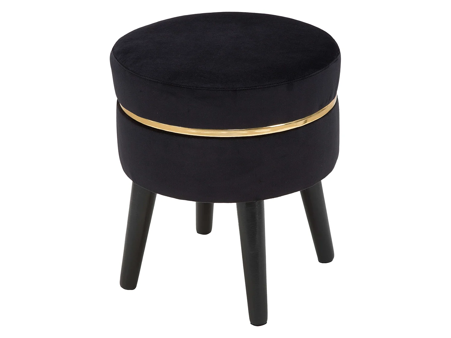Sgabello Famamiri, Rivestimento in Velluto, 35x35x41h cm Nero, Imbottito, Colore Seduta Nero
