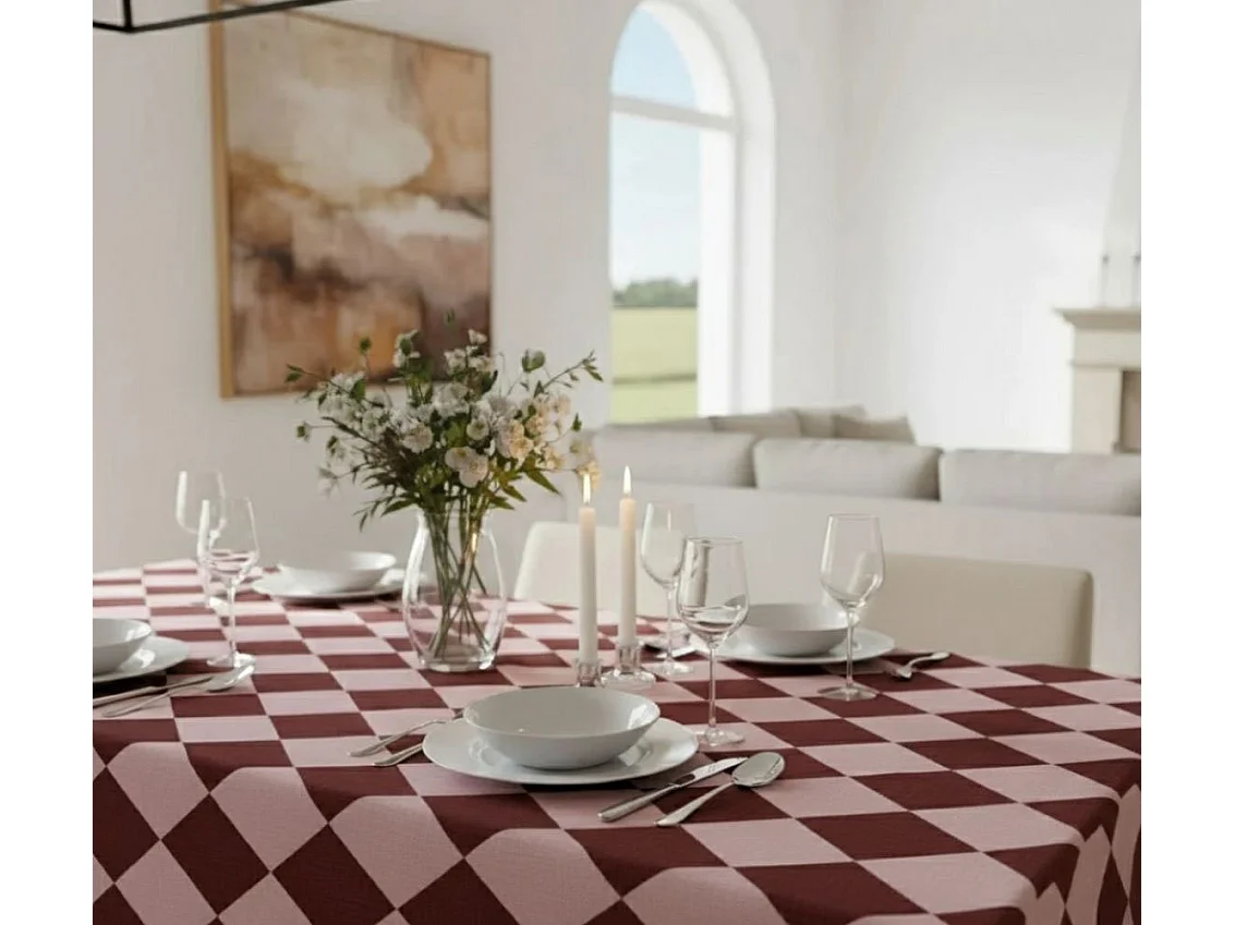 Nappe Jongleur, lavable Made in Italy, 180x140 cm rose, 100% polyester tissu infroissable, forme rectangulaire