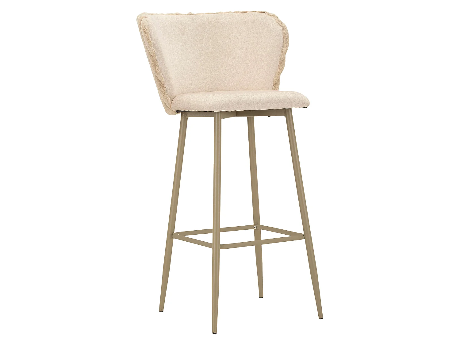 Sgabello Kalpa, Imbottito, 55x58x106h cm Bianco Crema, set da 2 con Schienale, Altezza Seduta 77 cm