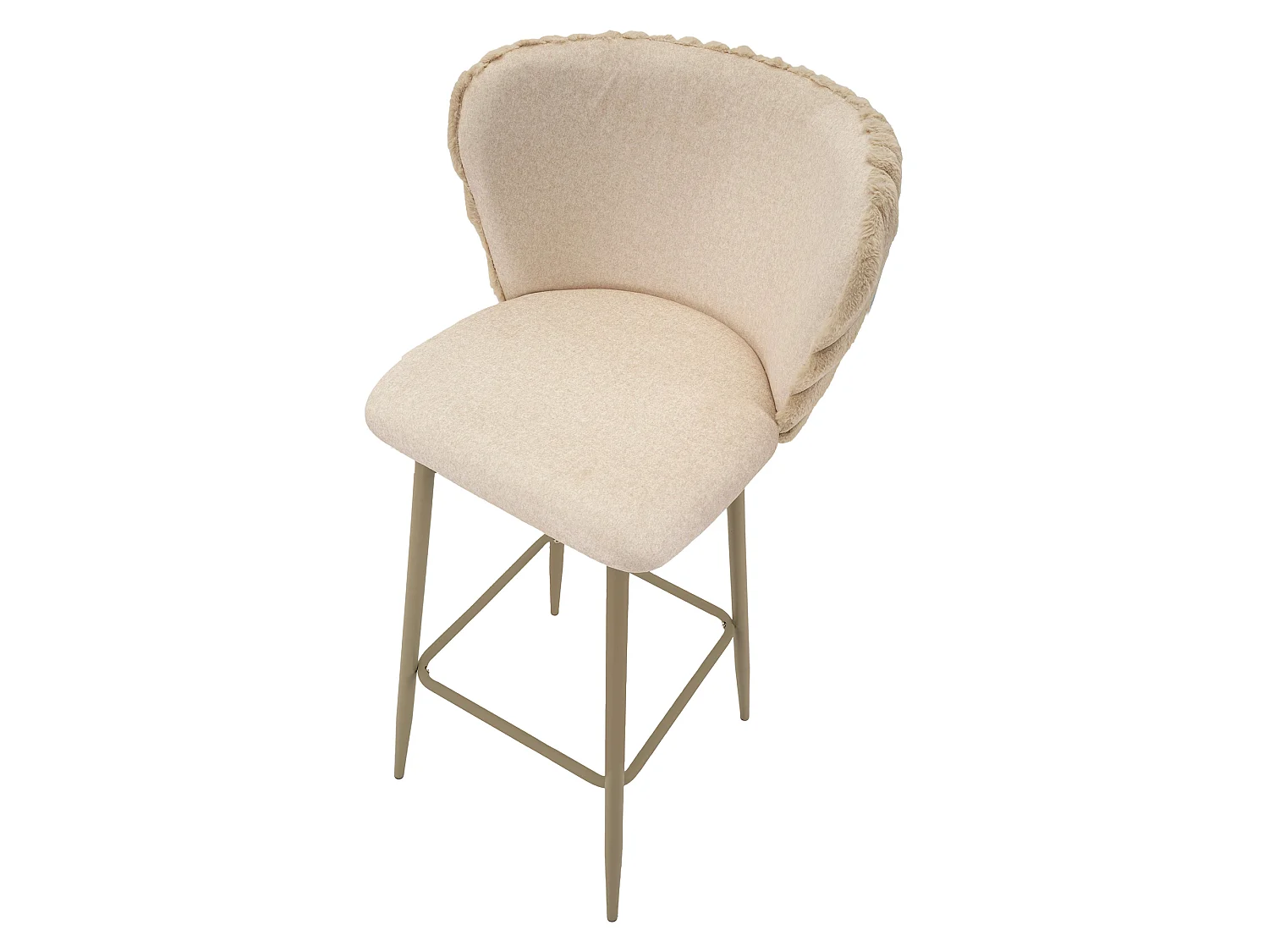 Sgabello Kalpa, Imbottito, 55x58x106h cm Bianco Crema, set da 2 con Schienale, Altezza Seduta 77 cm
