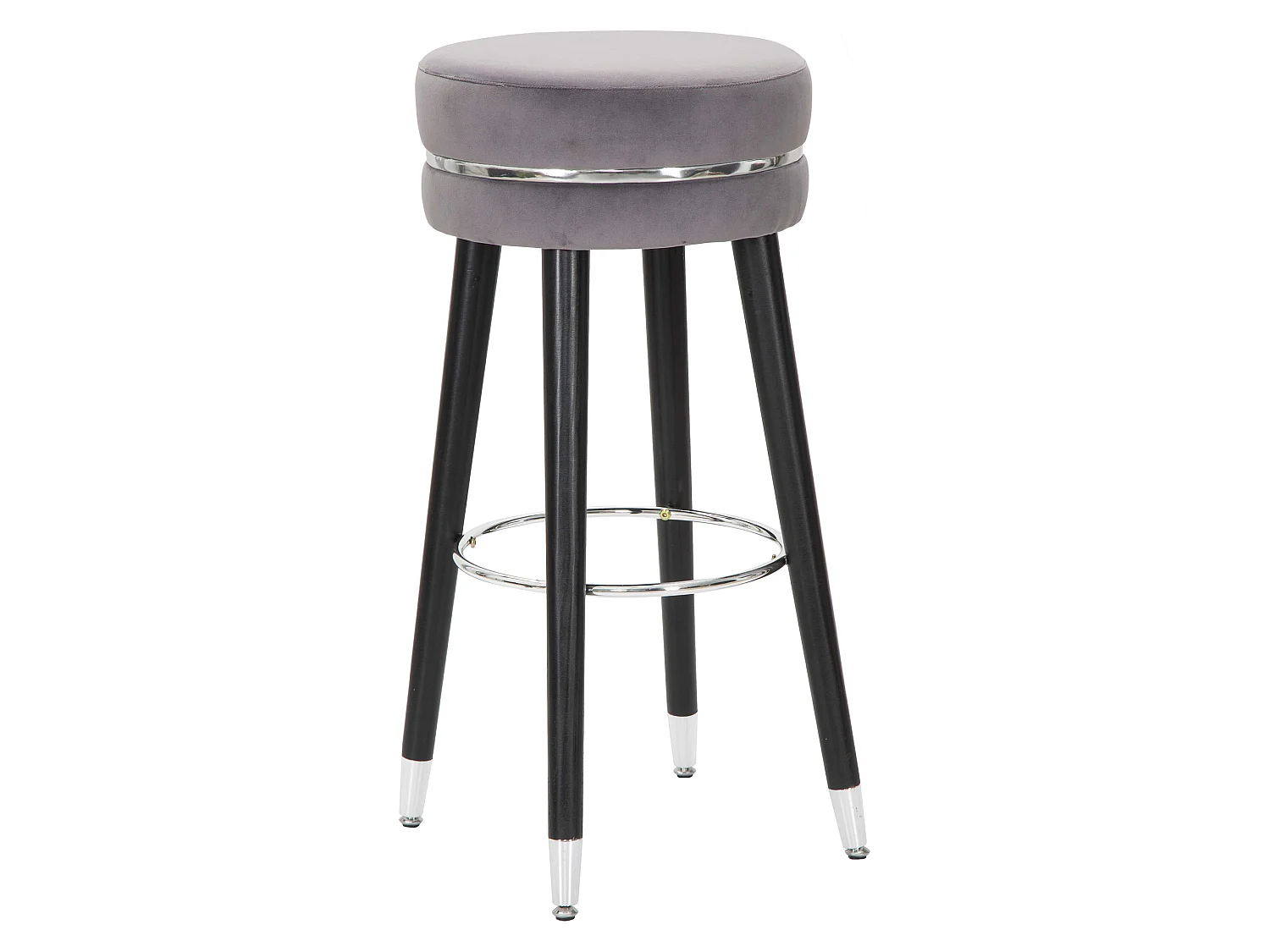 Sgabello Bran, Imbottito, 35x35x74h cm Nero, Rivestimento in Velluto, Materiale Struttura in Legno
