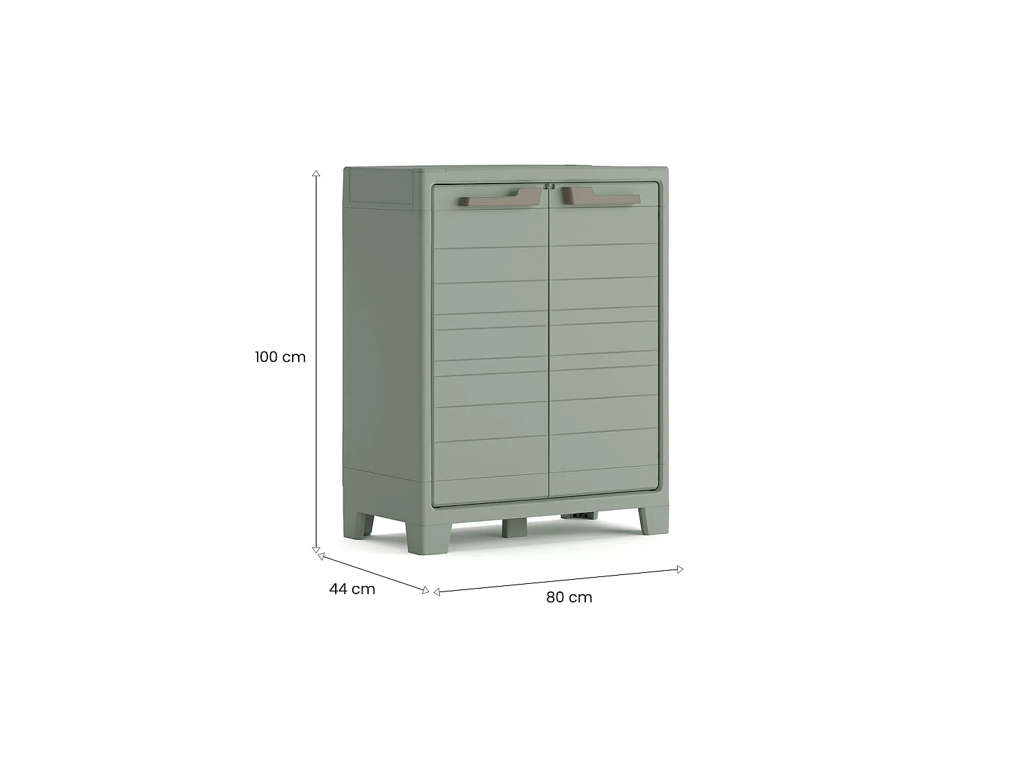 Buiten opbergkast Quesnel, 2 planken, gemaakt in Italië, 80x44x100h cm grijs, tuinkast, 2 deuren, uv-bestendig, waterdicht