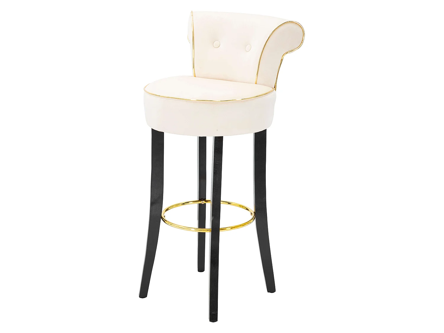 Sgabello Tupiza, Rivestimento in Velluto, 46x48x96h cm Bianco Crema, Imbottito, Sfumatura Colore Seduta Crema