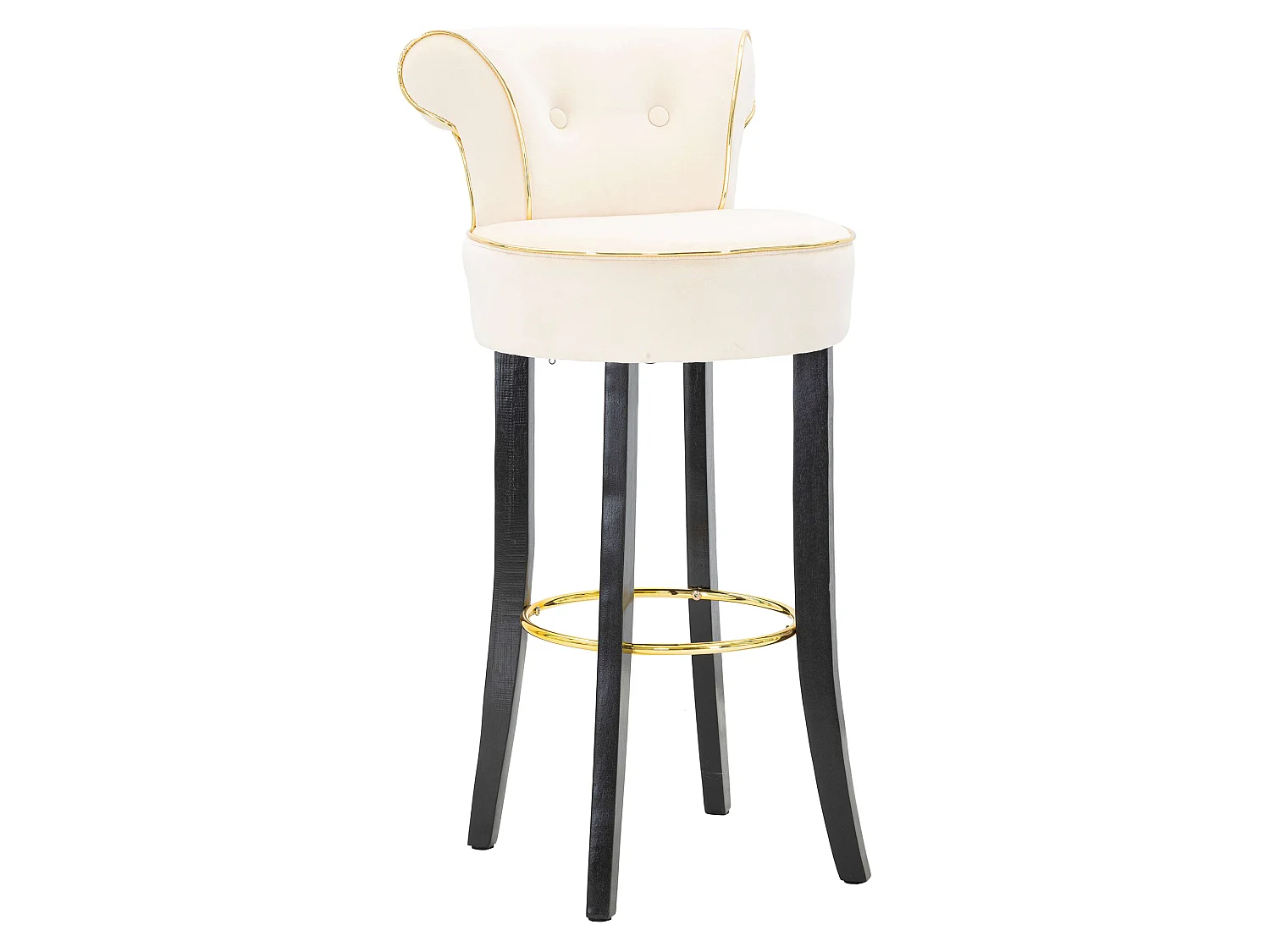 Sgabello Tupiza, Rivestimento in Velluto, 46x48x96h cm Bianco Crema, Imbottito, Sfumatura Colore Seduta Crema