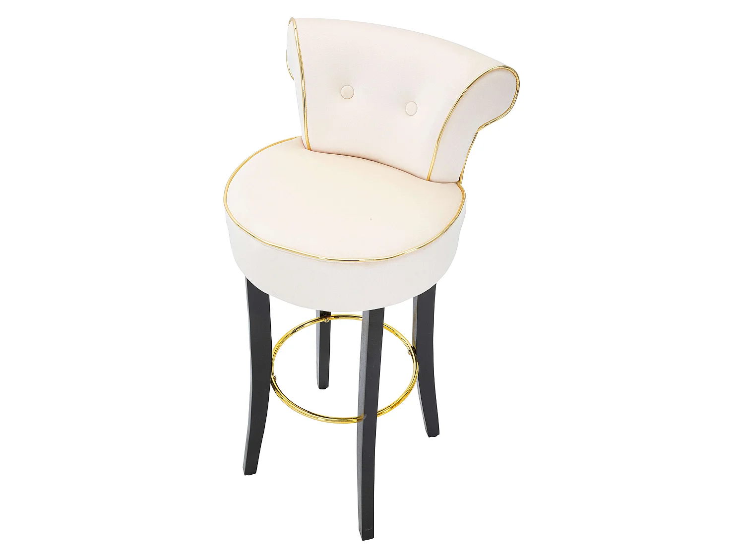 Sgabello Tupiza, Rivestimento in Velluto, 46x48x96h cm Bianco Crema, Imbottito, Sfumatura Colore Seduta Crema