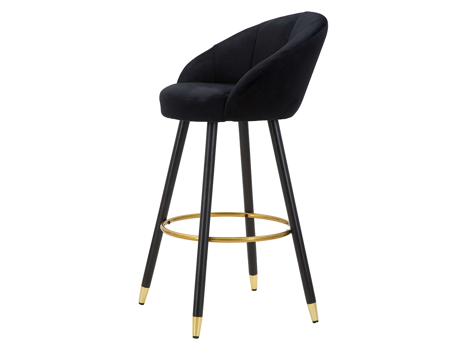 Sgabello Huanca, Imbottiture, 55x56x104h cm Noir, Revêtement en Velours, Structure en Bois Noble