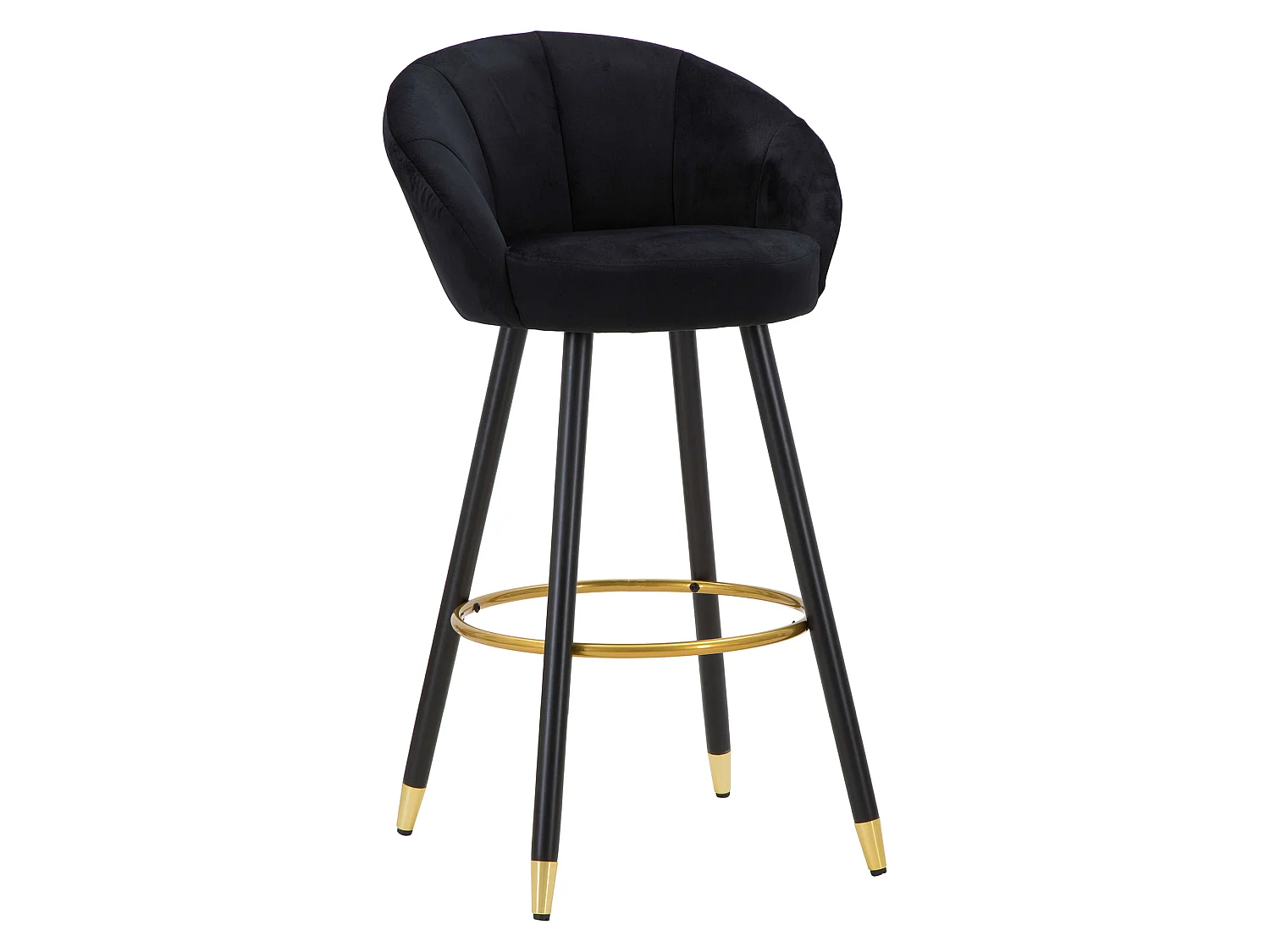 Sgabello Huanca, Imbottiture, 55x56x104h cm Noir, Revêtement en Velours, Structure en Bois Noble