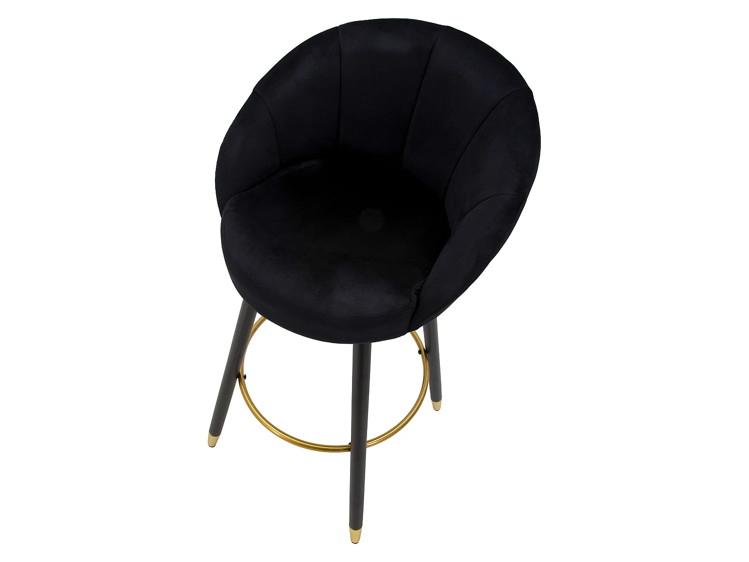 Sgabello Huanca, Imbottiture, 55x56x104h cm Noir, Revêtement en Velours, Structure en Bois Noble