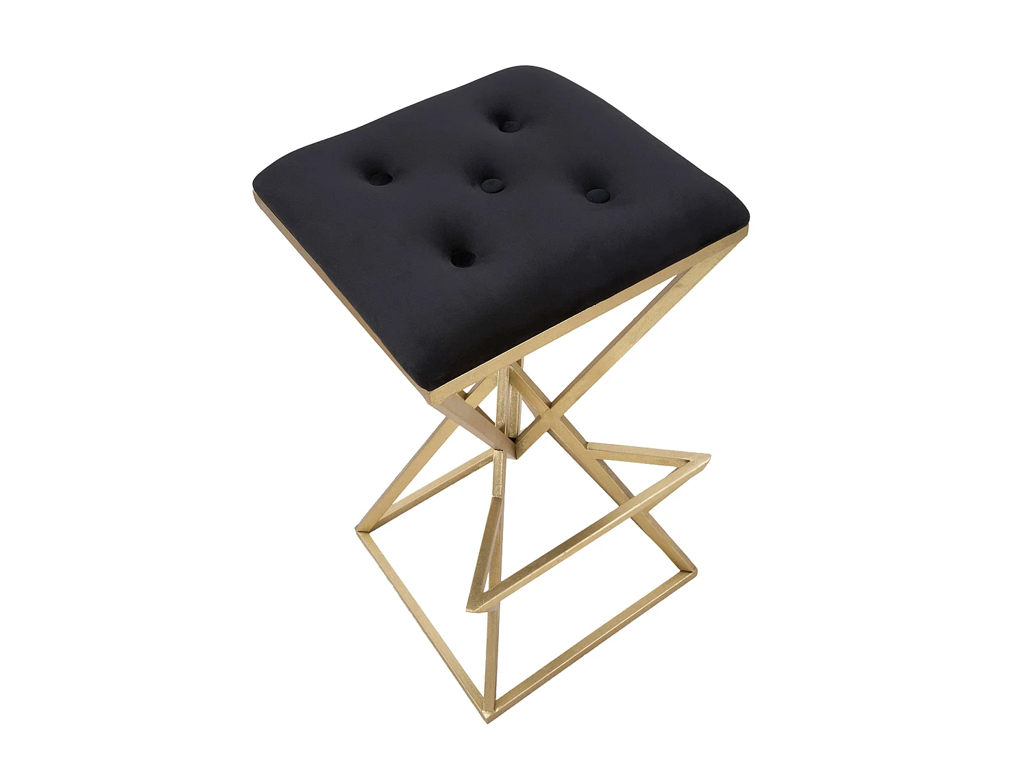 Sgabello Datipa, rembourré, 40x40x75h cm noir, structure en or, métal