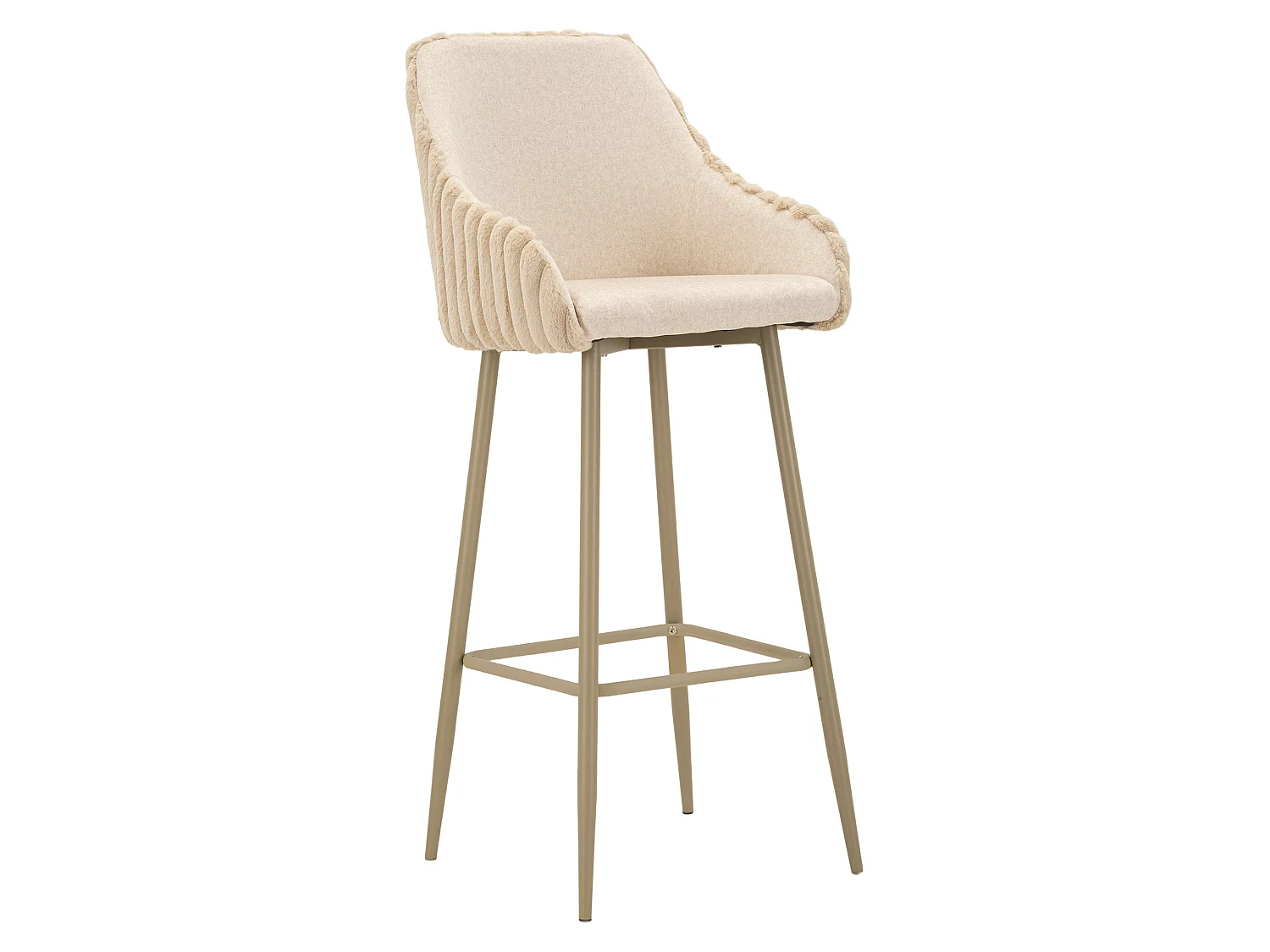 Sgabello Spiti, Imbottito, 52x46x111h cm Bianco Crema, set da 2 con Schienale, Altezza Seduta 78 cm