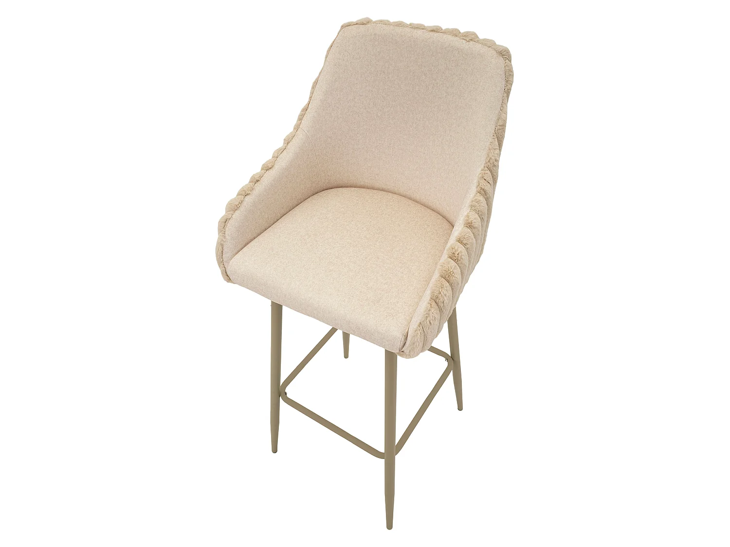 Sgabello Spiti, Imbottito, 52x46x111h cm Bianco Crema, set da 2 con Schienale, Altezza Seduta 78 cm