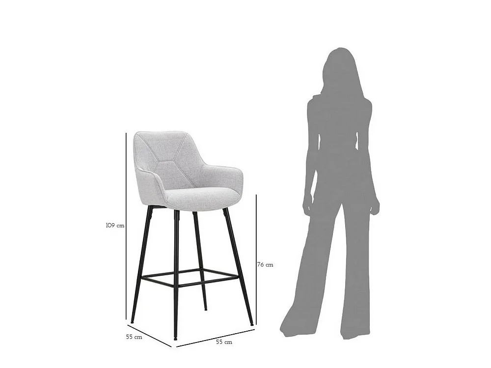 Tabouret Moore, Rembourré, 55x55x109h cm Noir