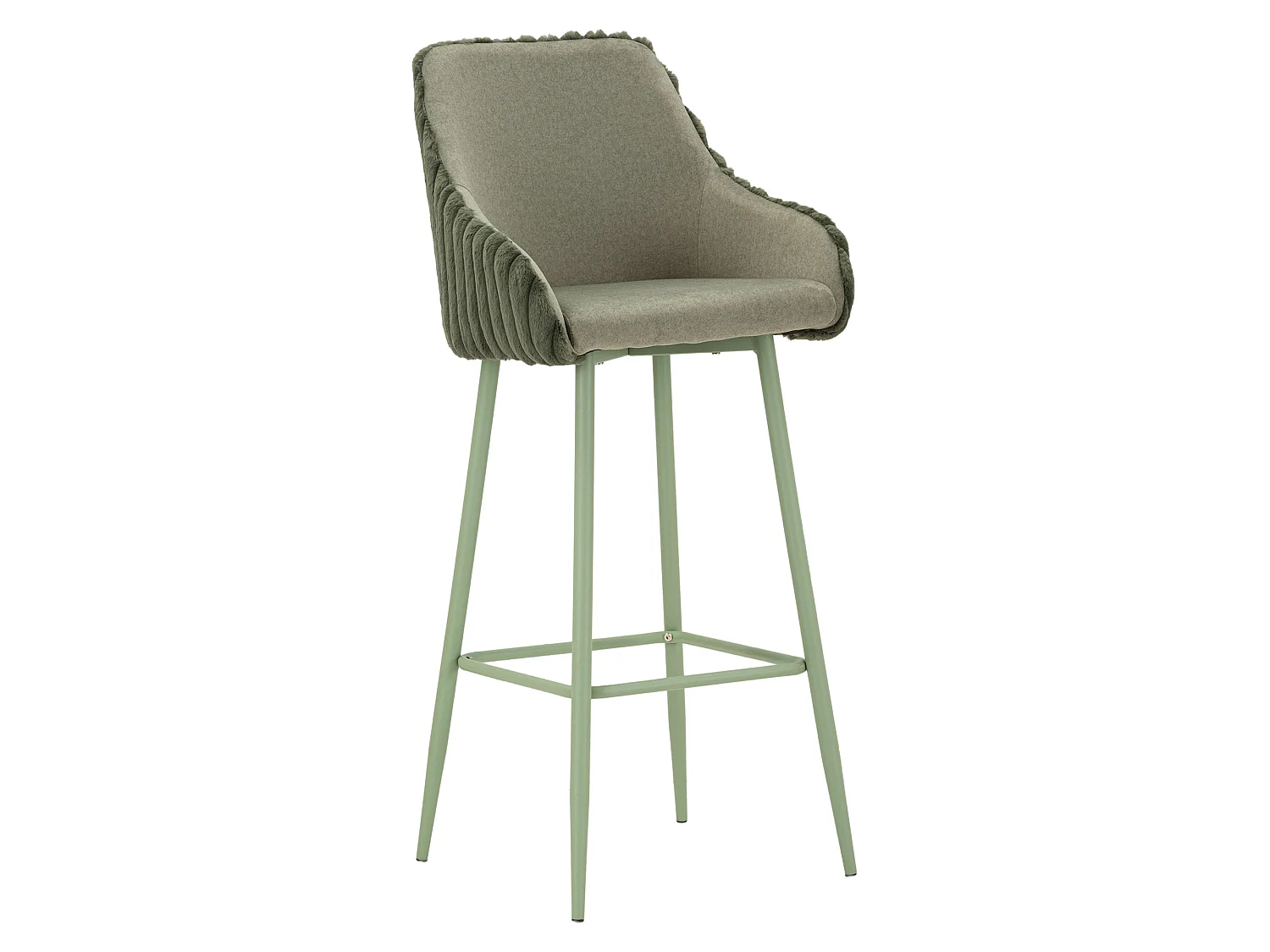 Sgabello Spiti, Imbottito, 52x46x111h cm Verde, set da 2 con Schienale, Materiale Struttura in Legno Nobilitato