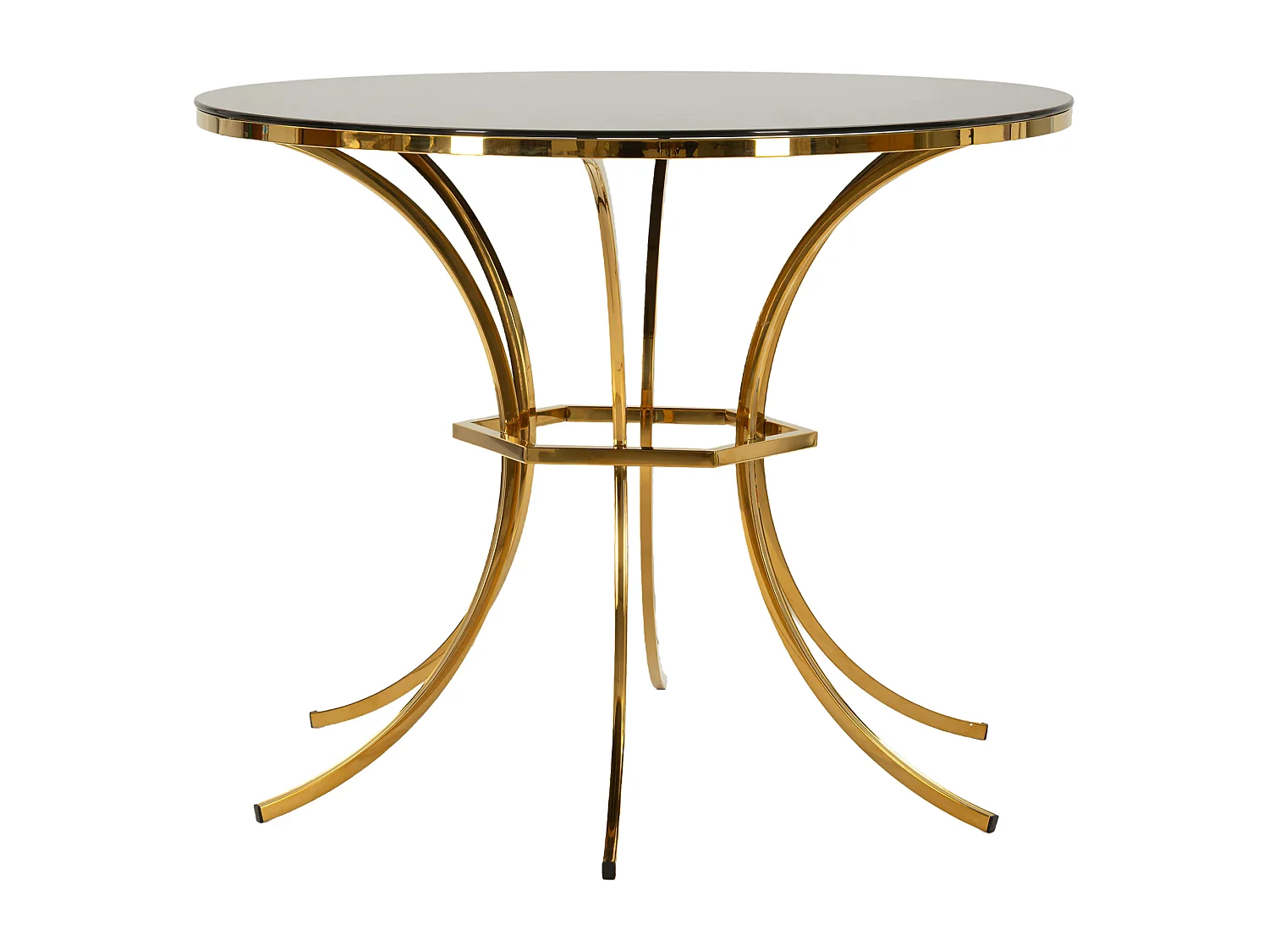 Table Fixe Dasozama, 2 Places, 100x100x80h cm Transparent, Forme Ronde, Structure Or