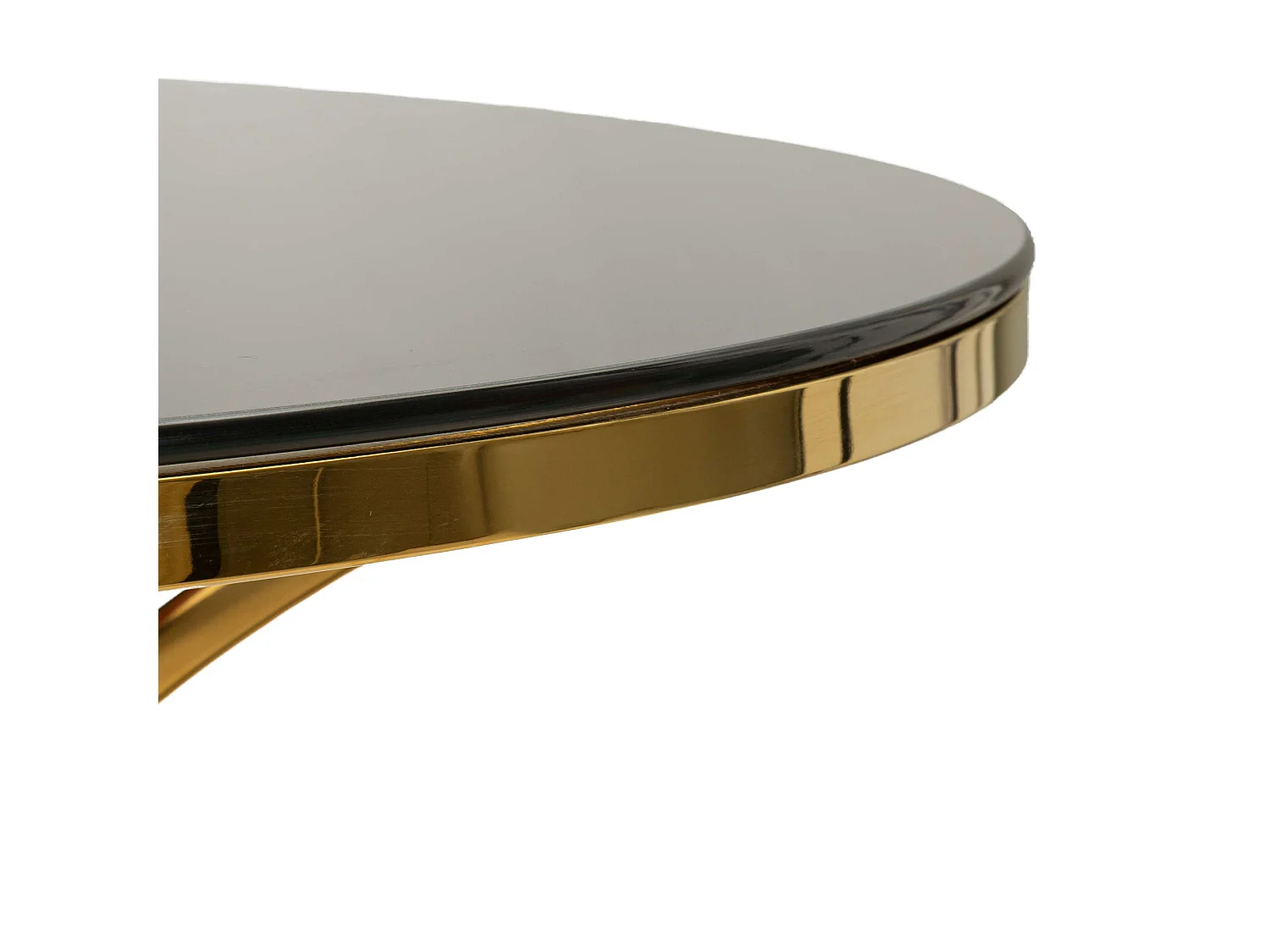 Table Fixe Dasozama, 2 Places, 100x100x80h cm Transparent, Forme Ronde, Structure Or