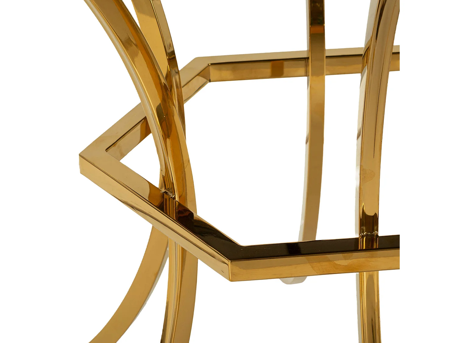 Table Fixe Dasozama, 2 Places, 100x100x80h cm Transparent, Forme Ronde, Structure Or