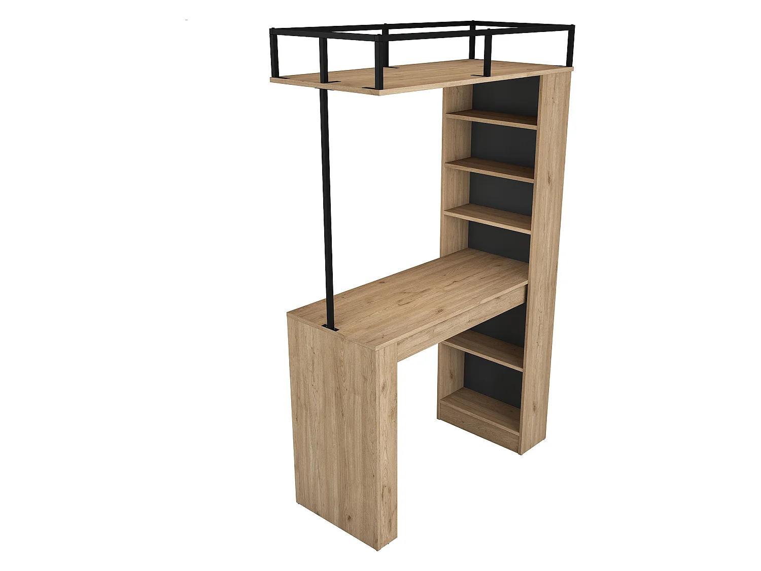 Table fixe Ezzelini, 2 places, 120x56x199h cm Chêne marron, idéal pour bars et open spaces, Forme rectangulaire