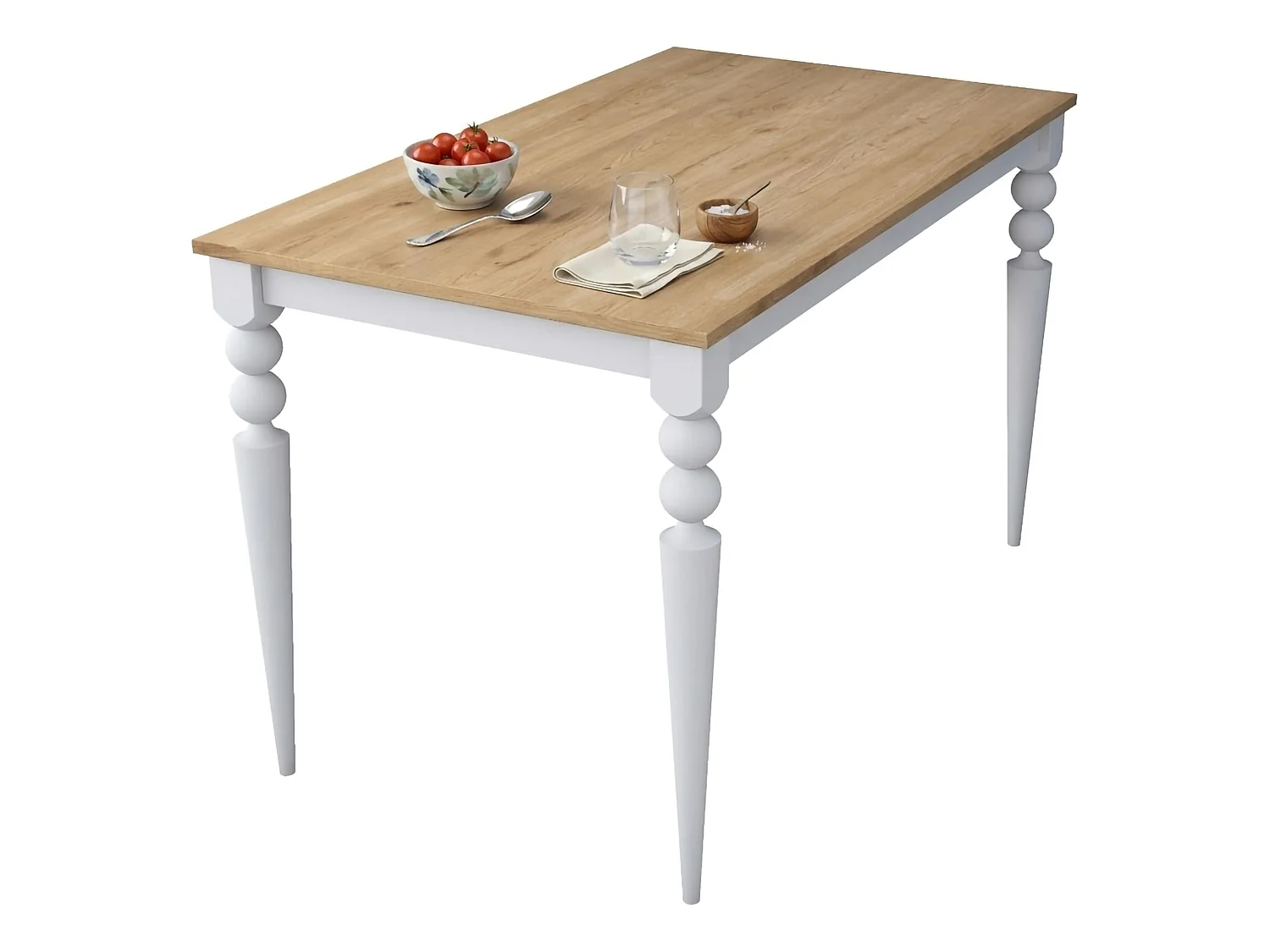 Table Fixe Cingoli, 6 Places, 120x70x74h cm Blanc, Forme Rectangulaire, Poids Supporté 120 kg