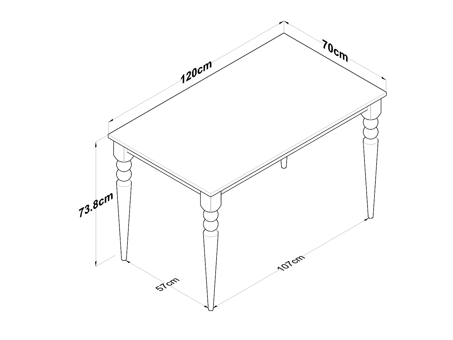 Table Fixe Cingoli, 6 Places, 120x70x74h cm Blanc, Forme Rectangulaire, Poids Supporté 120 kg