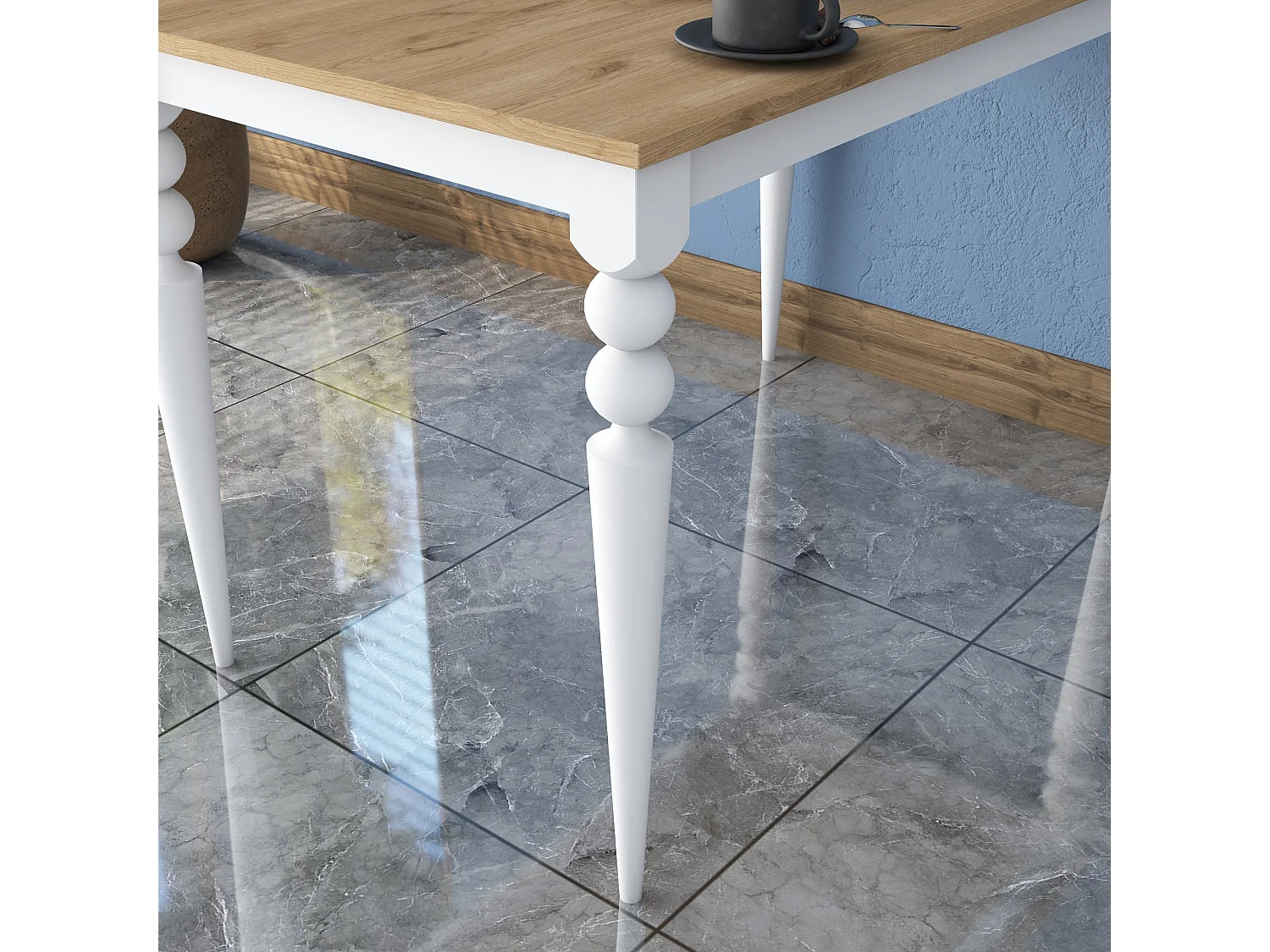 Table Fixe Cingoli, 6 Places, 120x70x74h cm Blanc, Forme Rectangulaire, Poids Supporté 120 kg