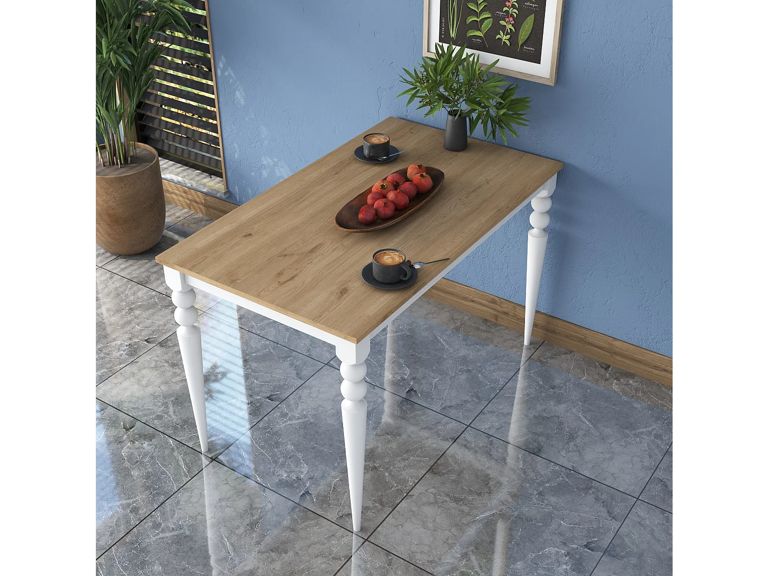 Table Fixe Cingoli, 6 Places, 120x70x74h cm Blanc, Forme Rectangulaire, Poids Supporté 120 kg