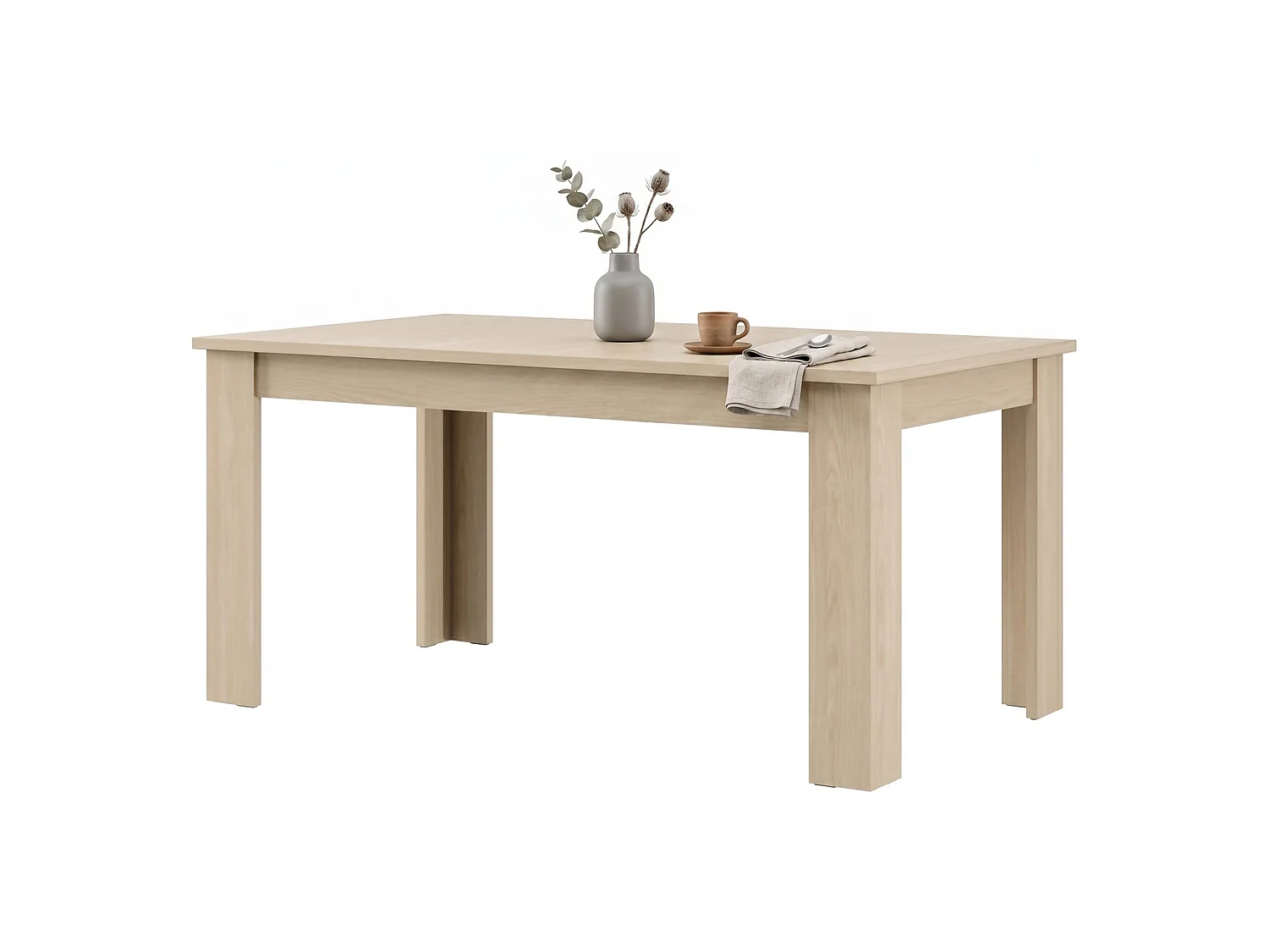 Table Fixe Rifred, 8 Places, 160x90x77h cm Chêne Brun, Rectangulaire, Nuance Chêne