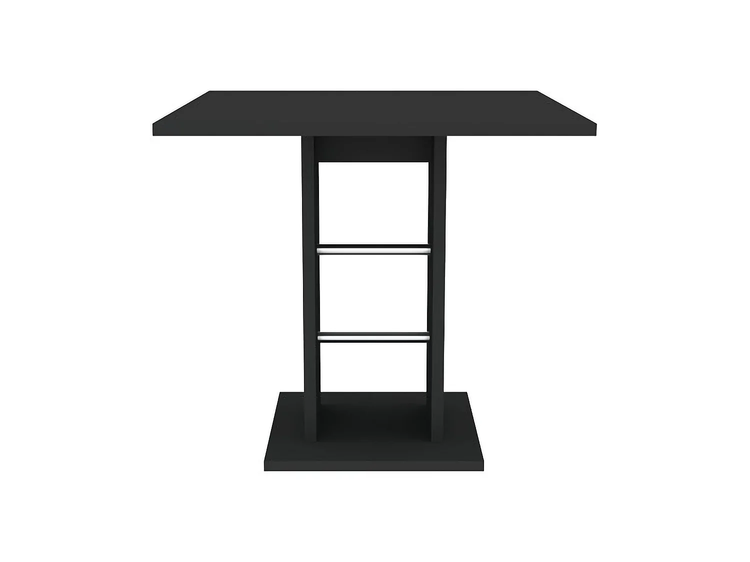 Table Fixe Livala, 4 Places, 76x76x74h cm Noir Anthracite, Détails Métal, Forme Carrée
