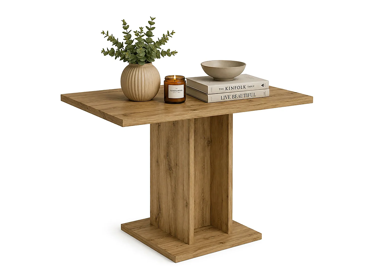Table Fixe Litasili, 4 Places, 80x80x74h cm Chêne Foncé Marron, Forme Carrée, Nuance de Couleur Structure Chêne Foncé