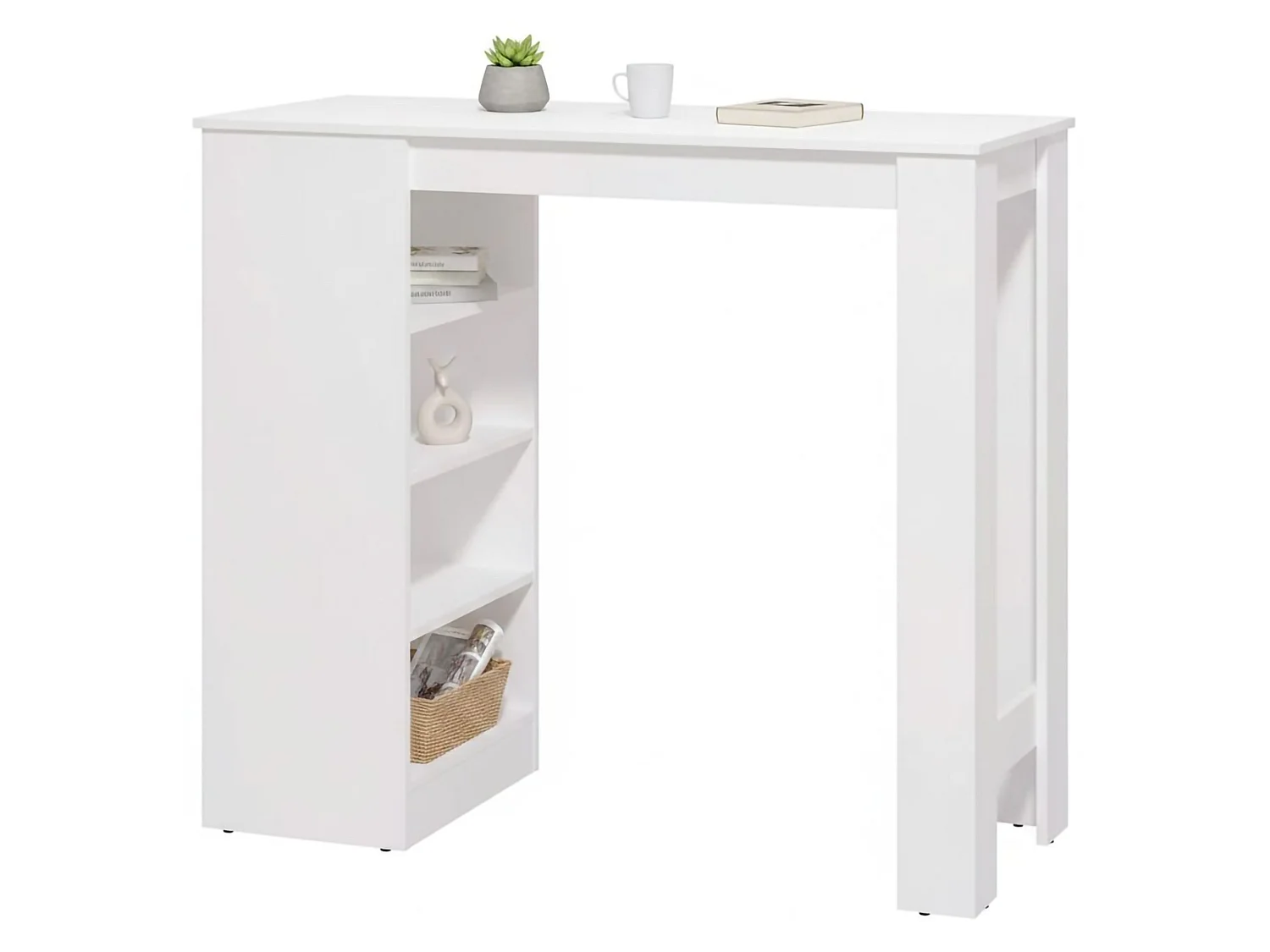 Table Fixe Sedriano, 2 Places, 120x50x105h cm Blanc, Forme Rectangulaire, Plateau en Bois Mélaminé