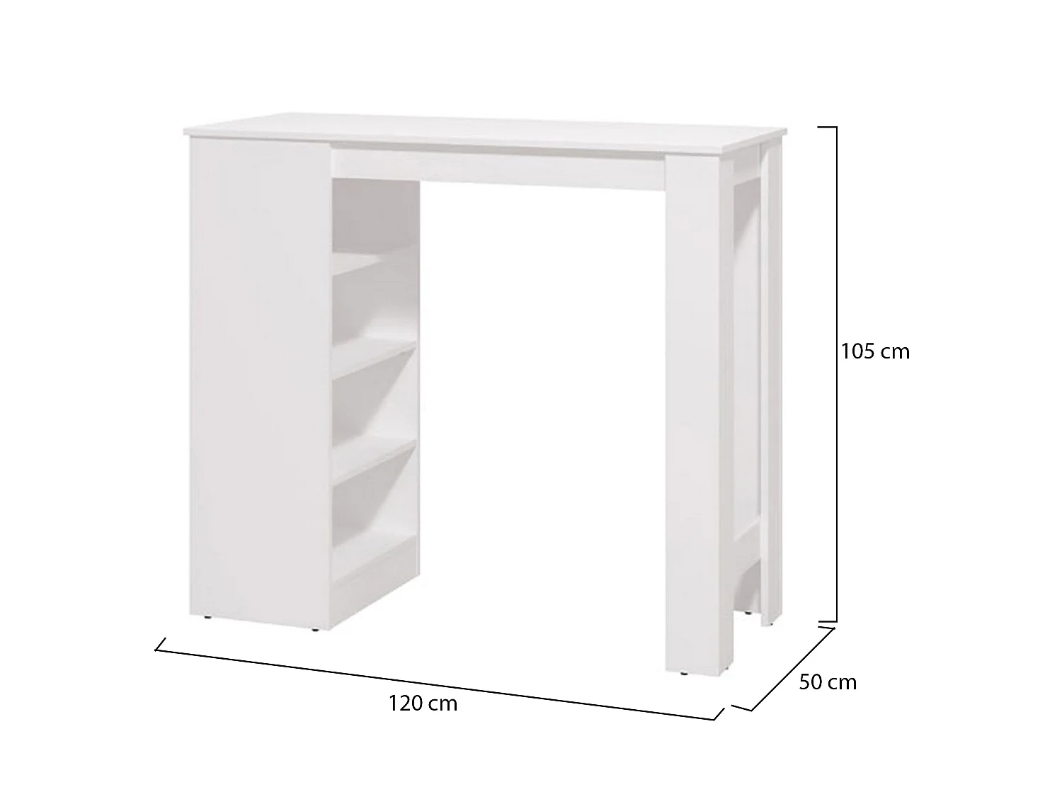 Table Fixe Sedriano, 2 Places, 120x50x105h cm Blanc, Forme Rectangulaire, Plateau en Bois Mélaminé