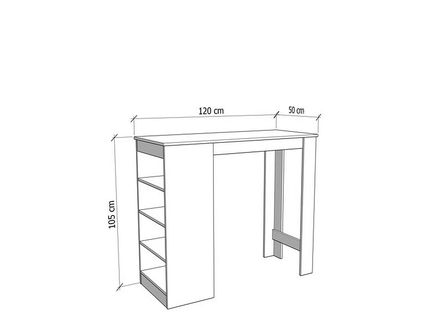 Table Fixe Sedriano, 2 Places, 120x50x105h cm Blanc, Forme Rectangulaire, Plateau en Bois Mélaminé