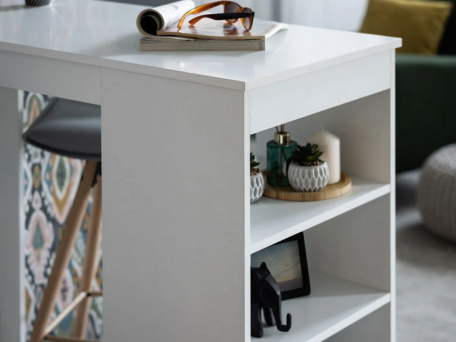 Table Fixe Sedriano, 2 Places, 120x50x105h cm Blanc, Forme Rectangulaire, Plateau en Bois Mélaminé