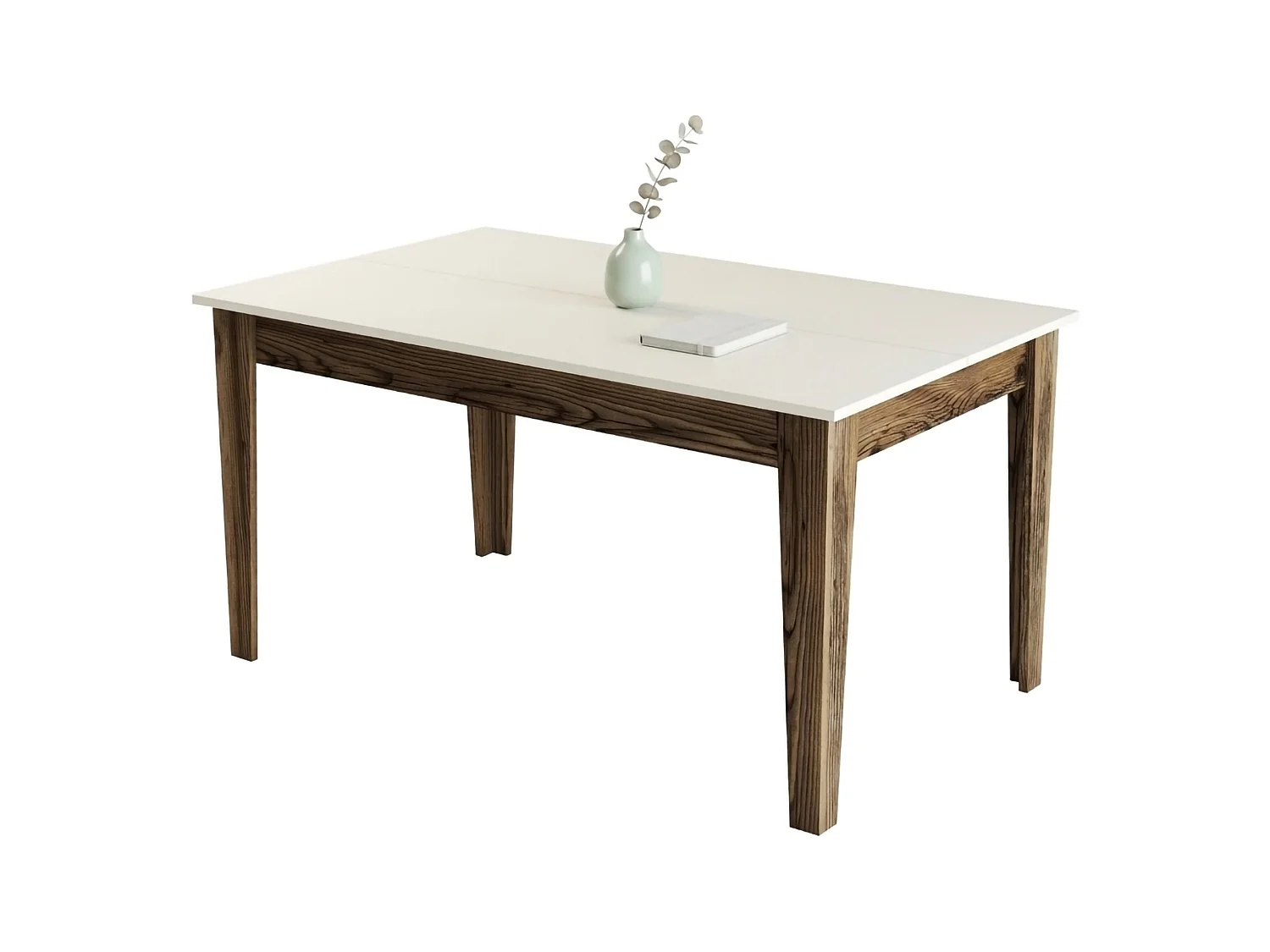 Table Fixe Viverone, 6 Places, 145x88x75h cm, Marron Noyer, Forme Rectangulaire, Supporte 120 kg