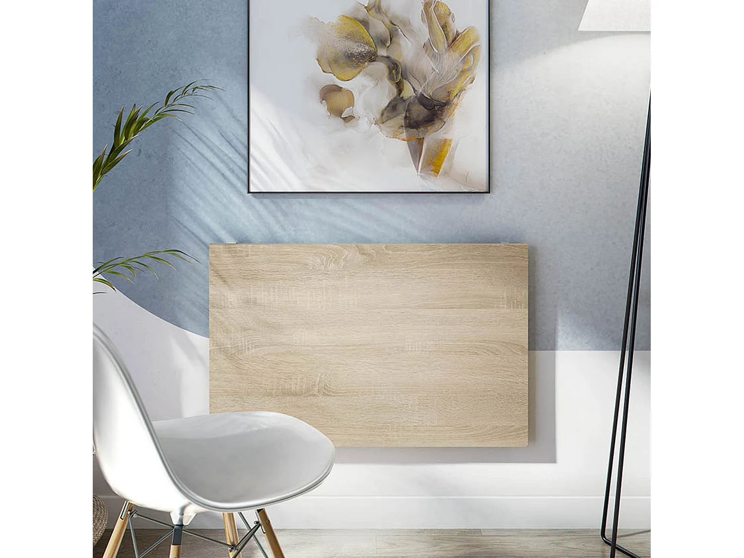Tavolo Pieghevole Grandate, un Posto, 78x50x21h cm Marrone Rovere, Salvaspazio, Forma Rettangolare