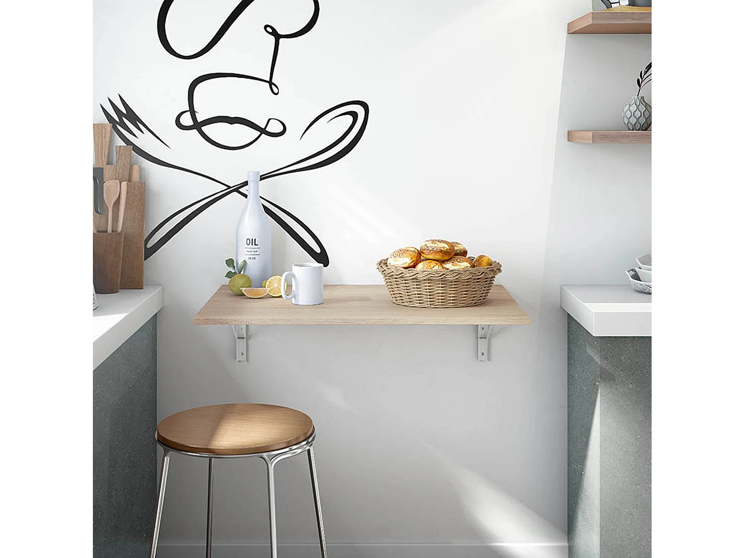 Tavolo Pieghevole Grandate, un Posto, 78x50x21h cm Marrone Rovere, Salvaspazio, Forma Rettangolare