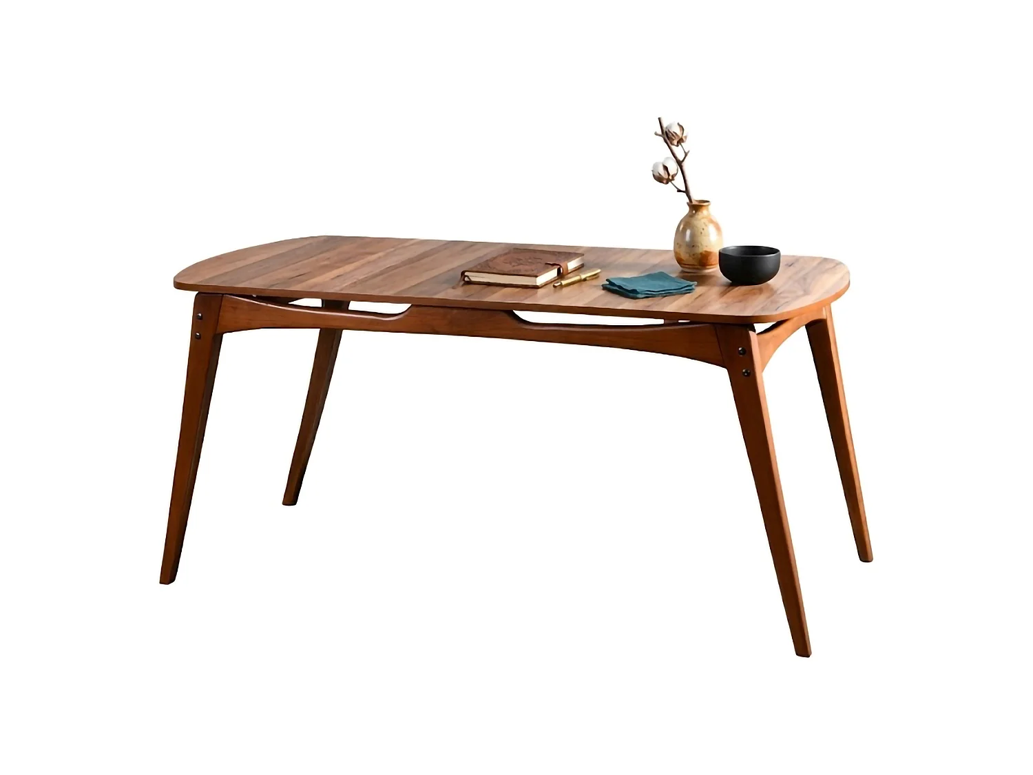 Table Fixe Pretoro, 6 Places, 160x80x75h cm Noyer Marron, Forme Rectangulaire, Charge Maximale 120 kg