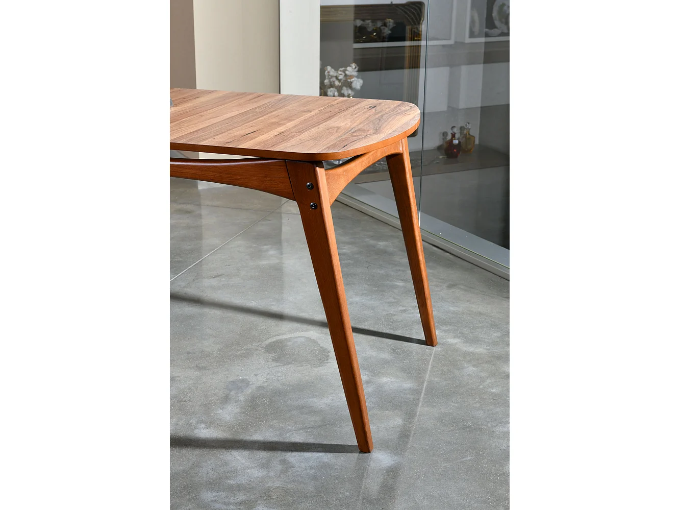 Table Fixe Pretoro, 6 Places, 160x80x75h cm Noyer Marron, Forme Rectangulaire, Charge Maximale 120 kg