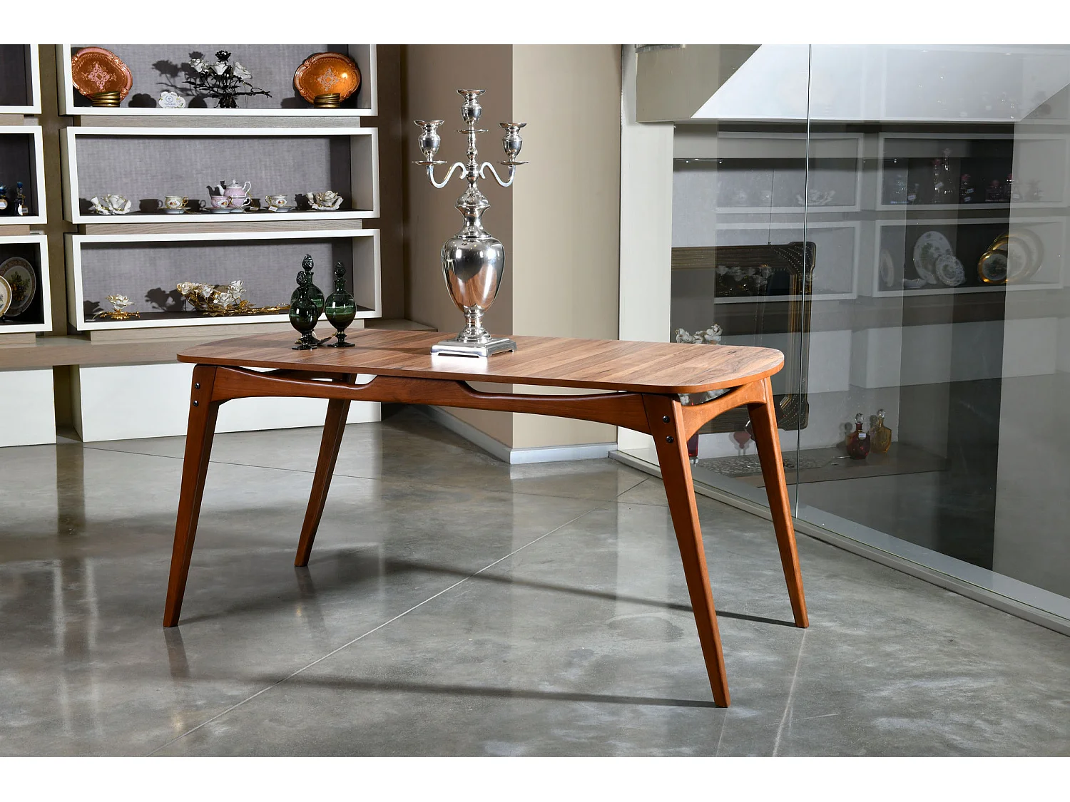 Table Fixe Pretoro, 6 Places, 160x80x75h cm Noyer Marron, Forme Rectangulaire, Charge Maximale 120 kg
