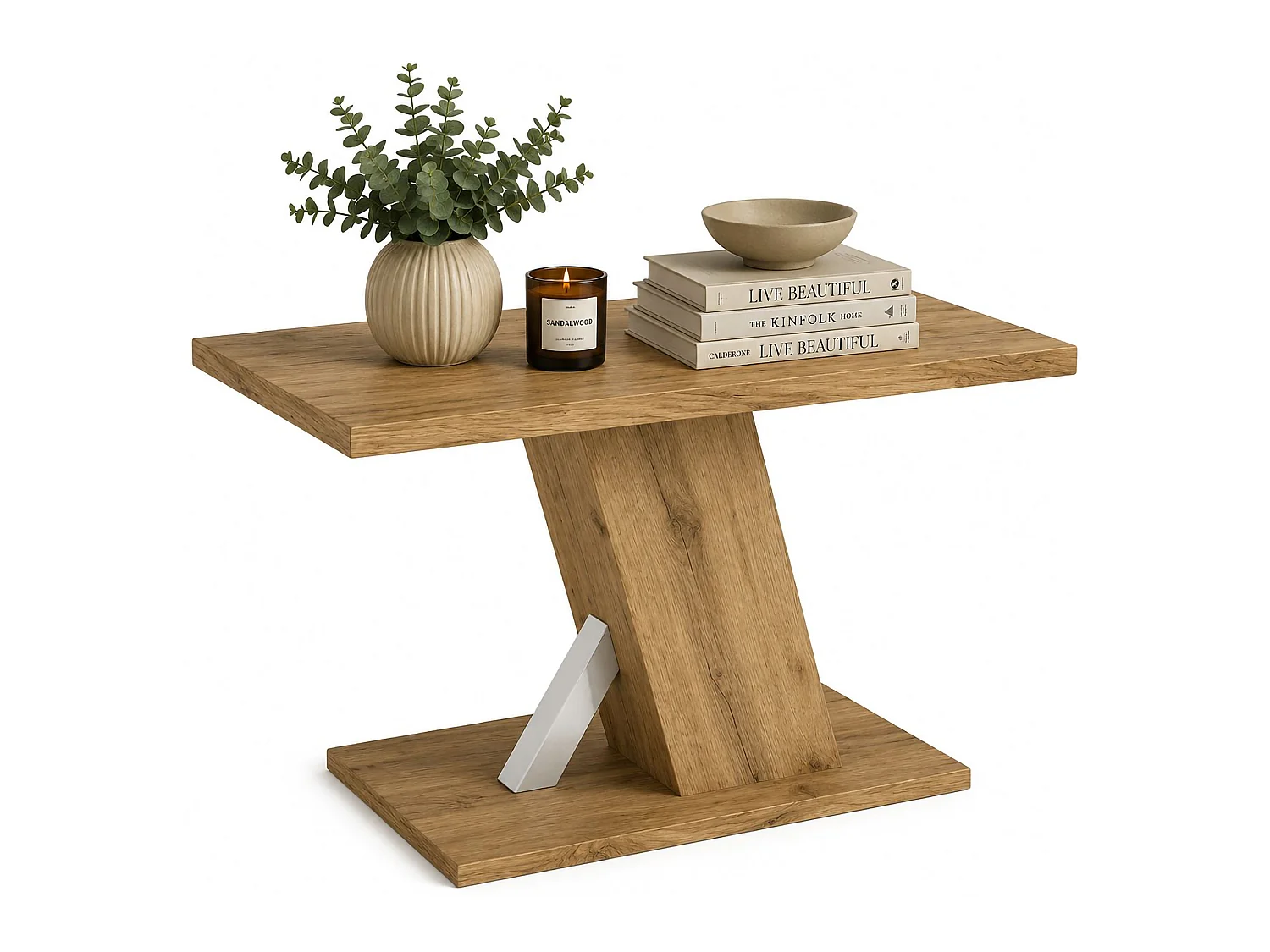 Table Fixe Liva, 6 Places, 110x80x76h cm Chêne Foncé, Détail Effet Verre, Forme Rectangulaire