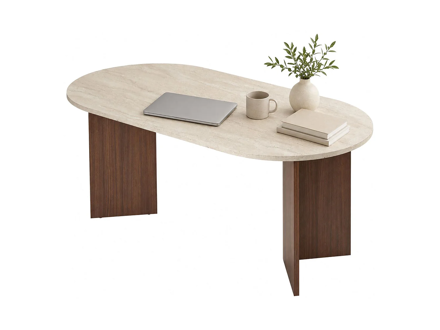 Tavolo Fisso Monterano, 6 Posti, 180x90x75h cm Beige Marmo, Forma Ovale, Colore Ripiano Beige