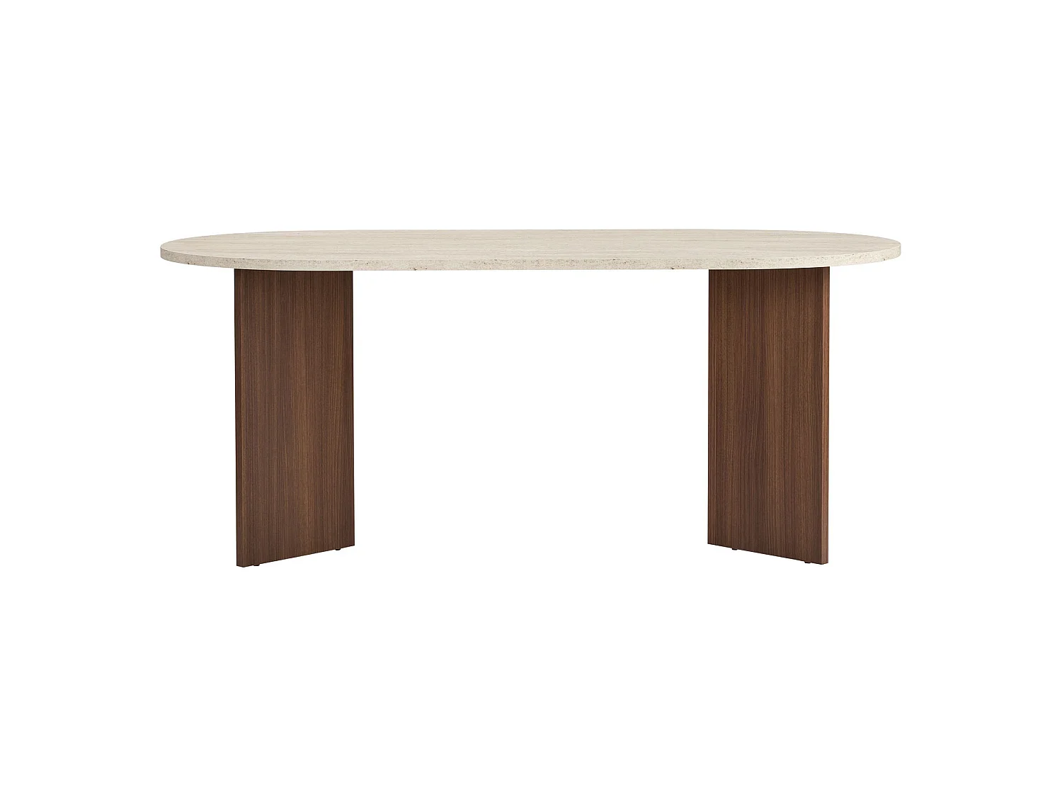 Tavolo Fisso Monterano, 6 Posti, 180x90x75h cm Beige Marmo, Forma Ovale, Colore Ripiano Beige